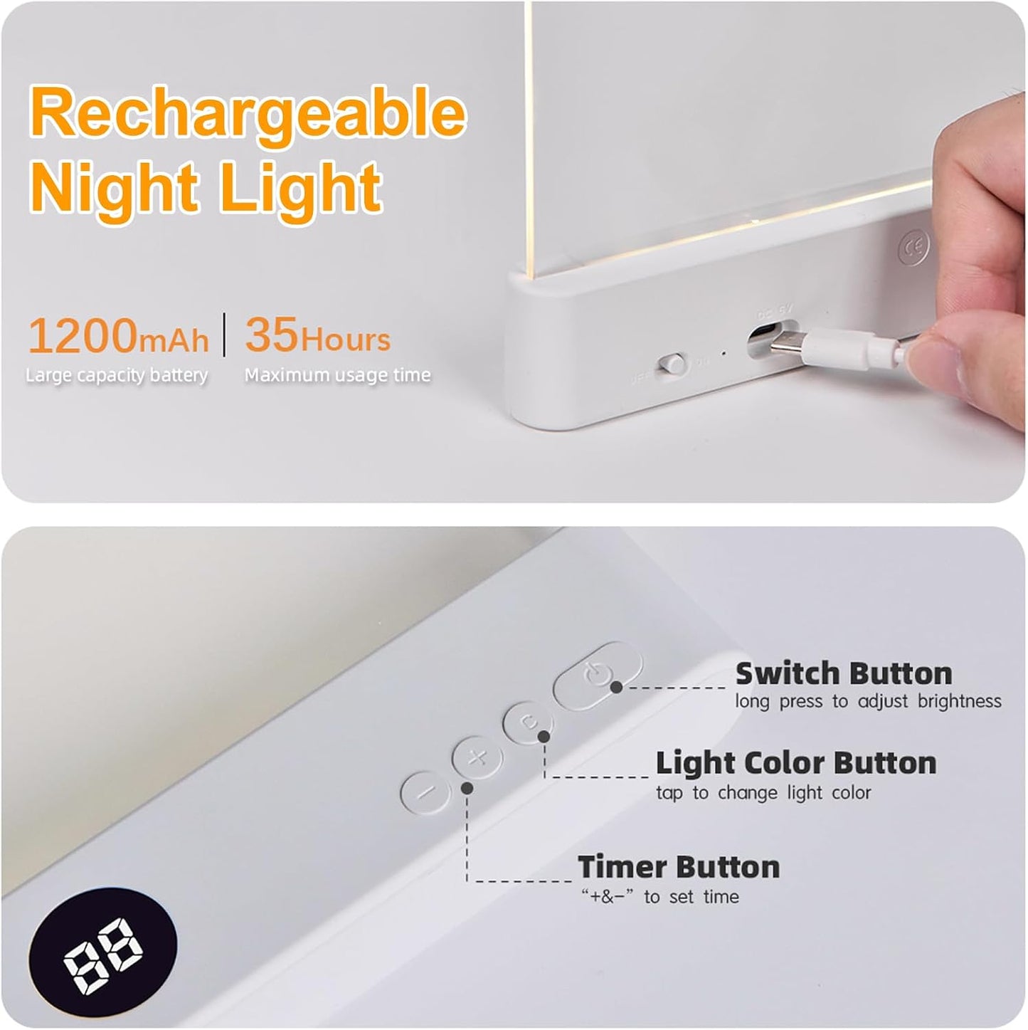 Book Light, Rechargeable Reading Lights for Books in Bed - Eye Caring 3 Color Temperatures, Stepless Dimming Brightness, Timer, Long Lasting, Portable Flat Book Light for Book Lovers (Pink)