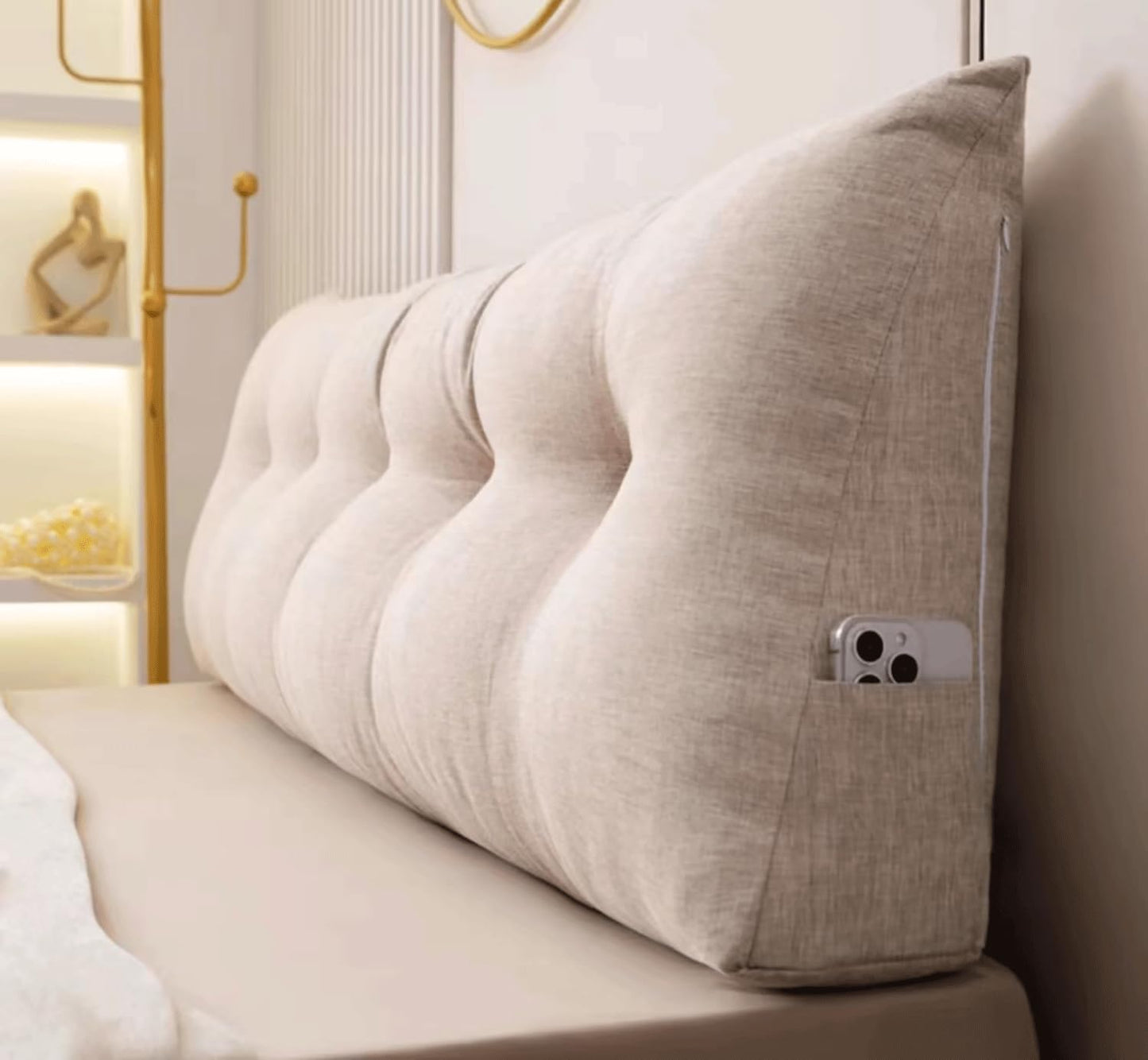 Wedge Headboard Pillow Bed Rest Reading Pillow Large Bolster Lumbar Positioning Upholstered Triangle Pads for Sofa Bed Daybed Dorm(Size:100X40cm,Color:A)