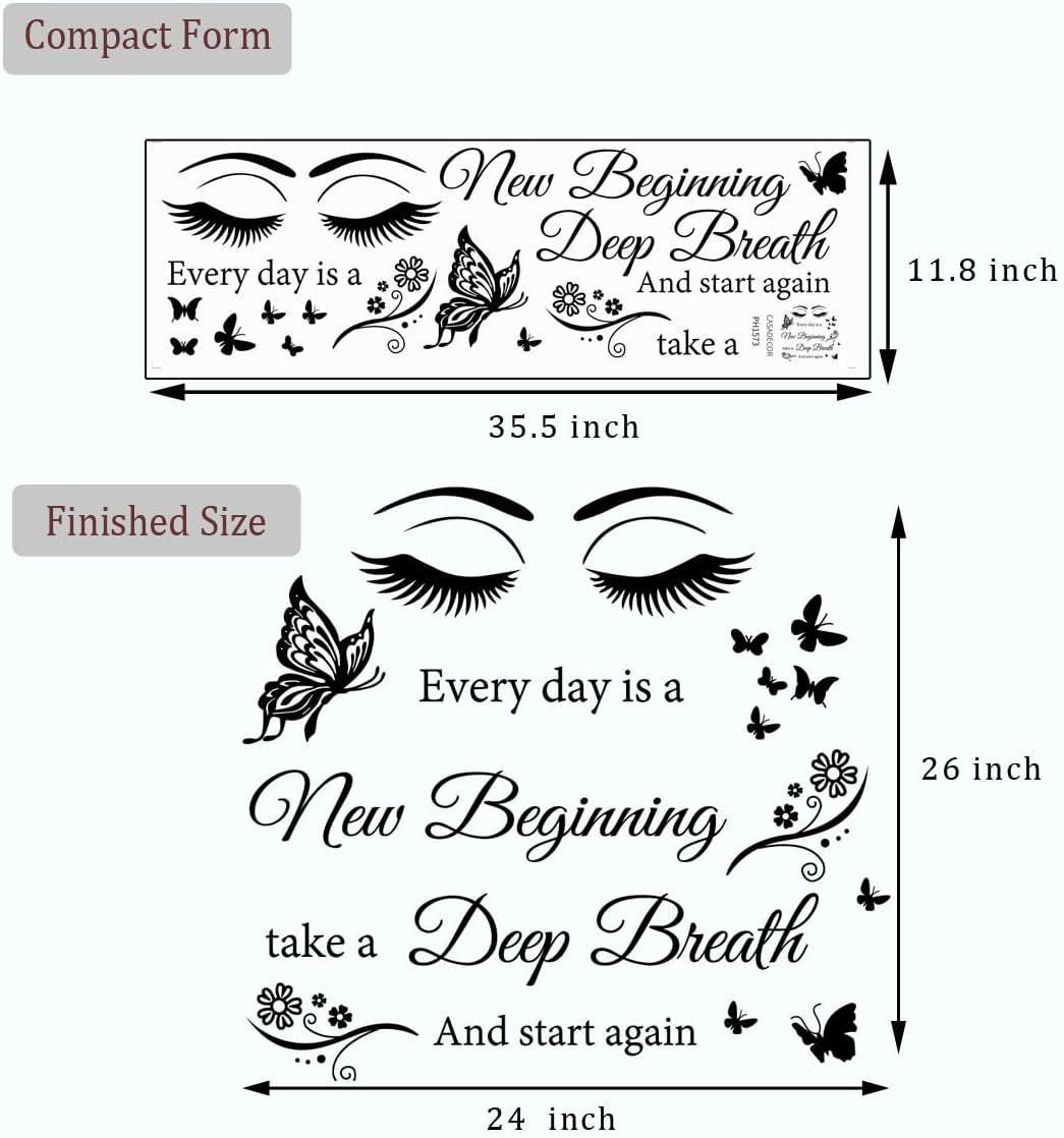 Vinyl Quotes Stickers - Every Day is A New Beginning Inspirational Wall Art Sticker Positive Quotes Wall Decals for Living Room, Bedroom, Classroom, Office, Studio, School, Teen Dorm Room