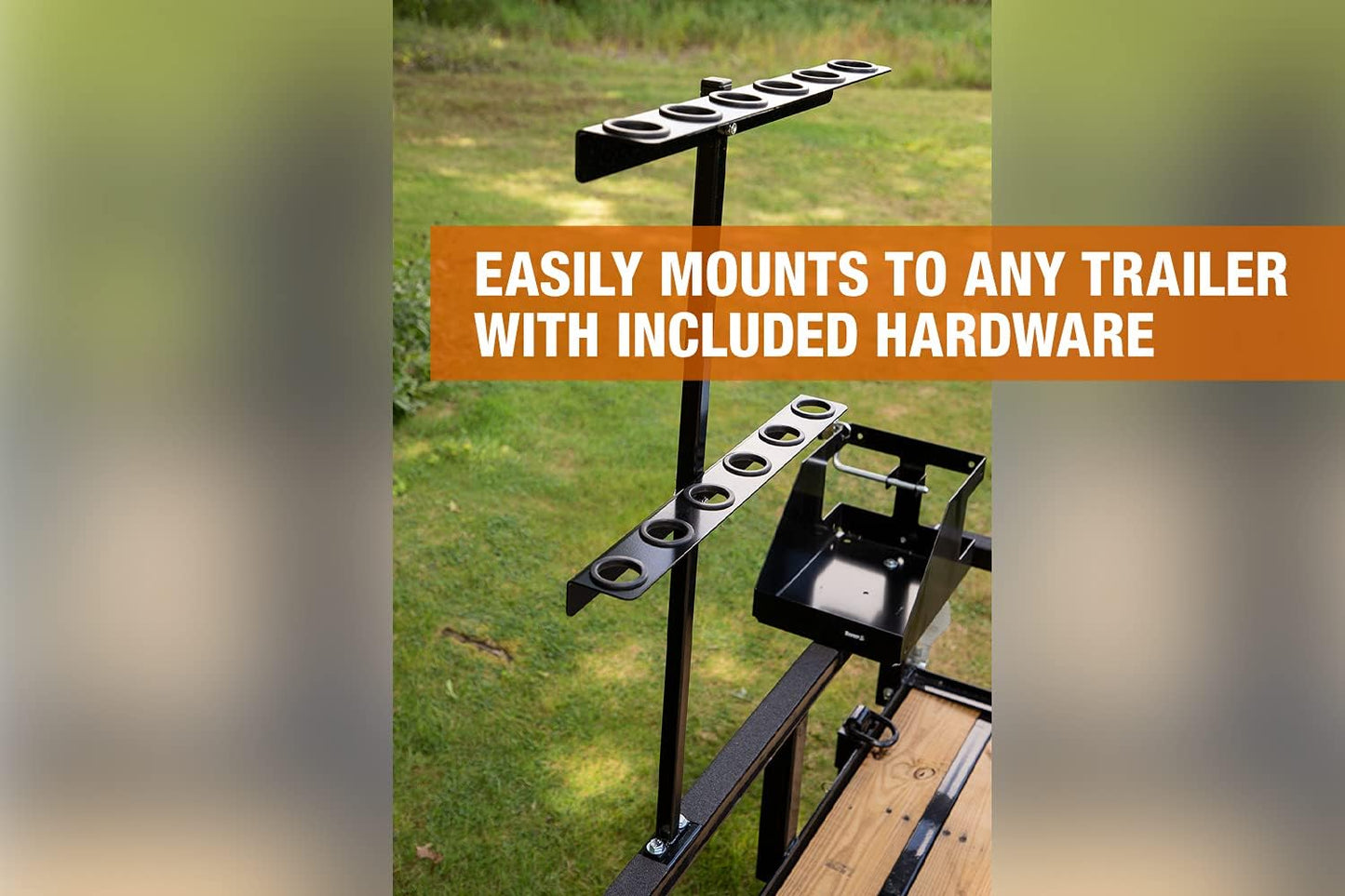 Buyers Products LT35 Vertical Hand Tool Rack for Open Landscaping Truck Trailers, 6 Tools for Shovels, Rakes, Hoes, Made In The USA, Lawn Care Equipment, Landscaping Tools