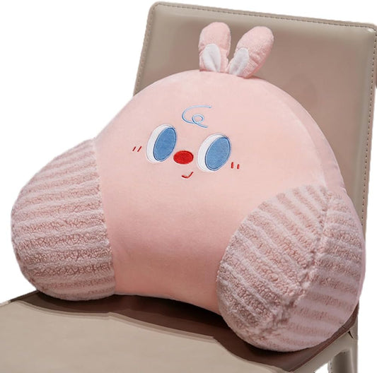 Tingting's Dream Cartoon Office Chair Lumbar Pillows Bed Sofa Reading Rest Pillow Cute Plush Lumbar Back Cushions Soft Waist Pillow (Pink, 40×50CM/15.7"×19.7")