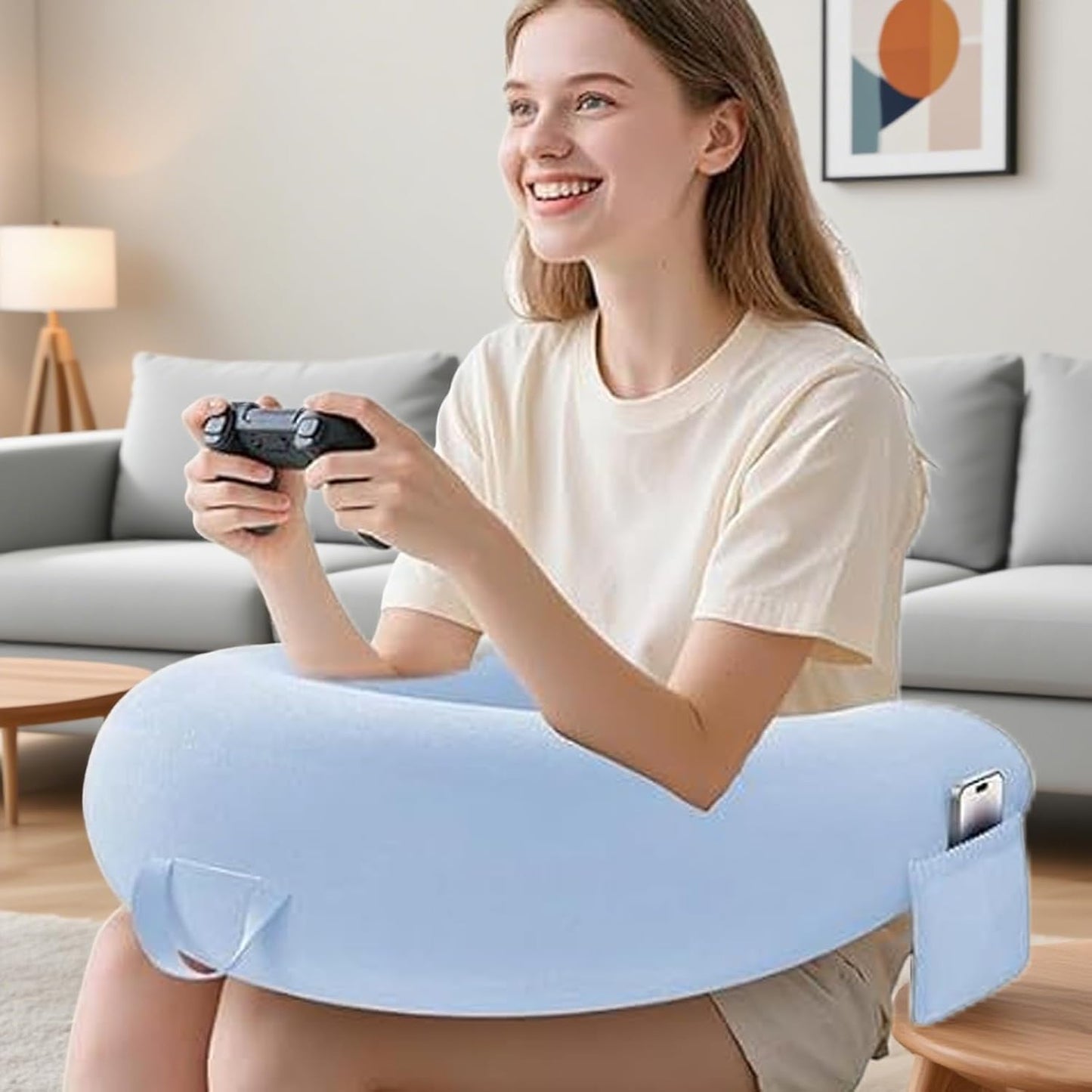 Lap Pillow for Reading - Ergonomic U Shape Cushion,Bed Reading Pillow - for Adults Elbow Rest Reduces Fatigue Desk Couch Floor Sofa Sitting Working Crocheting Writing
