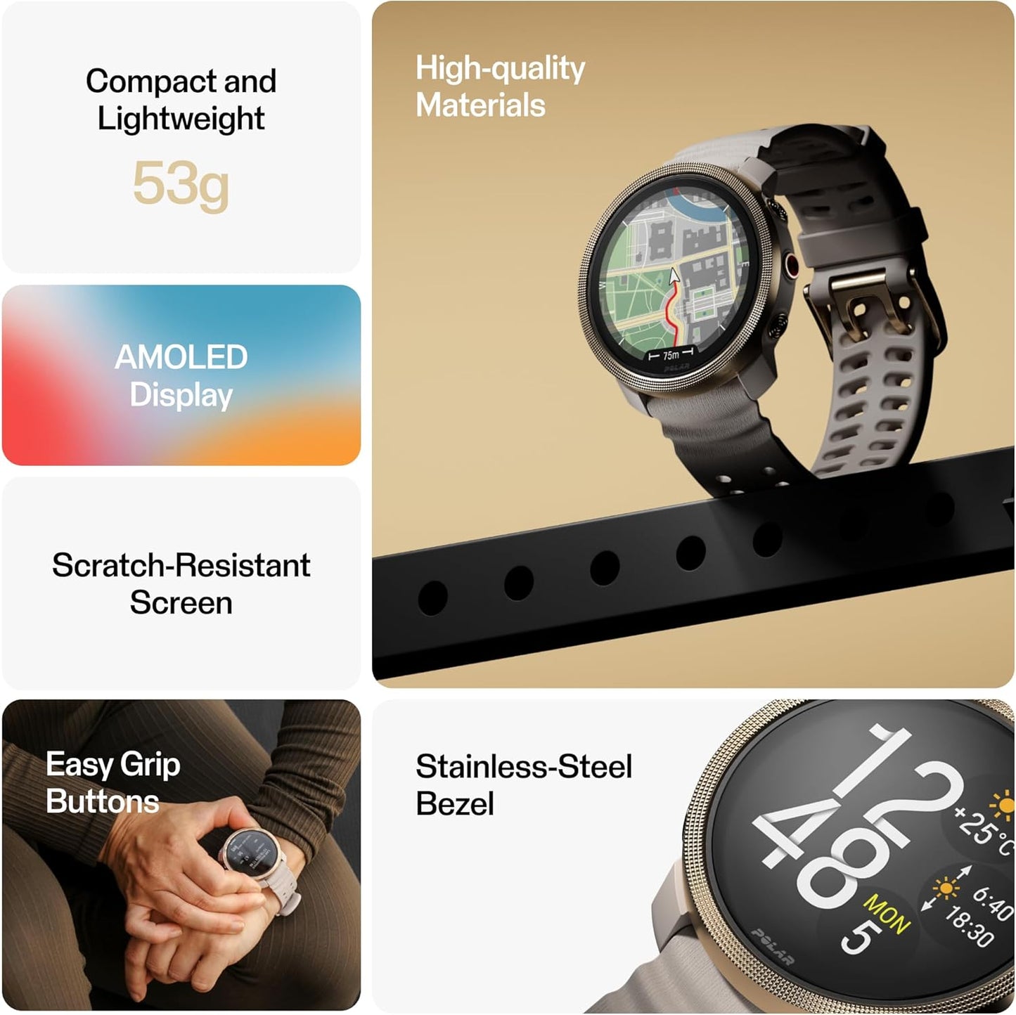 Polar Vantage M3 – Multi-Sport Smartwatch with AMOLED Display, Dual-Frequency GPS, Turn-by-Turn Navigation, Up to 7-Day Battery Life
