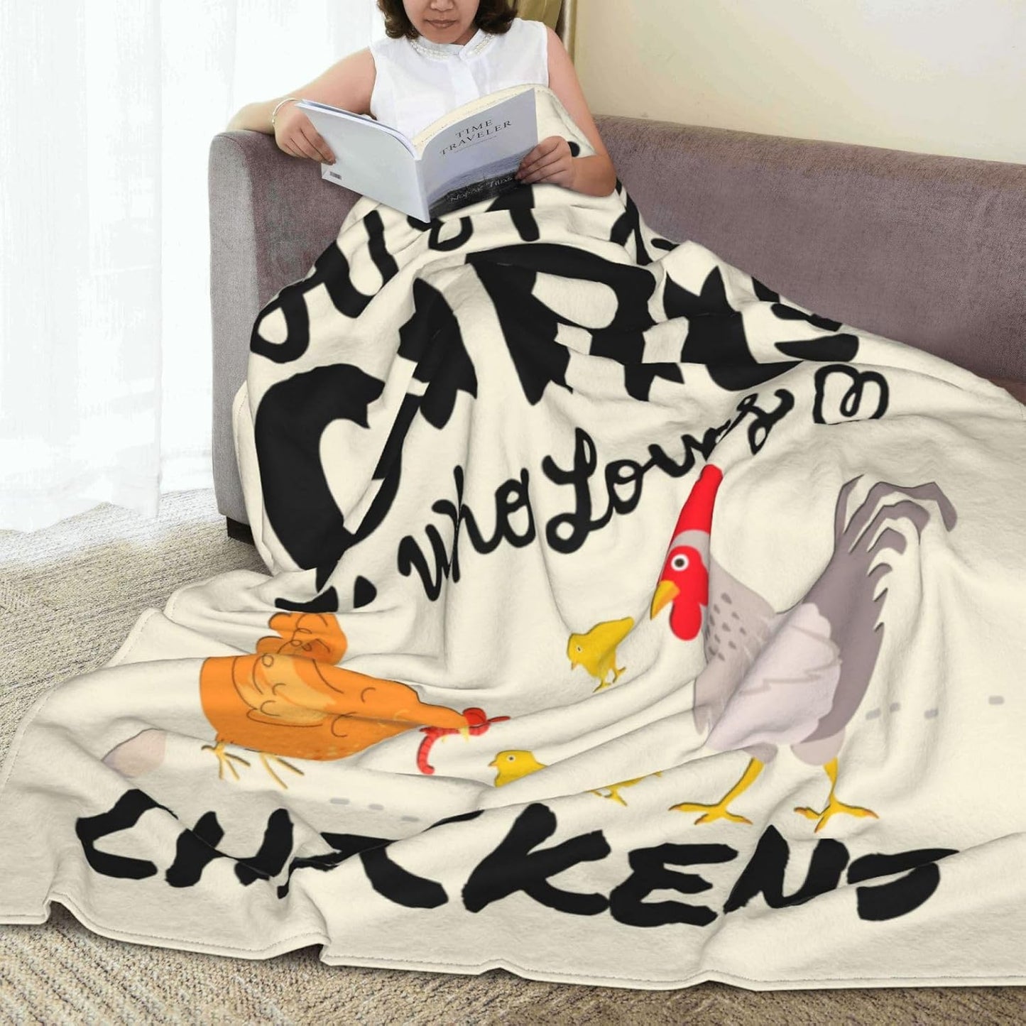Cute Chicken Blanket Just A Girl Who Loves Chickens Blankets Soft Flannel Throw Blankets Bedding Decor Gifts for Kids Boys Girls Toddler Adults 80"x60"