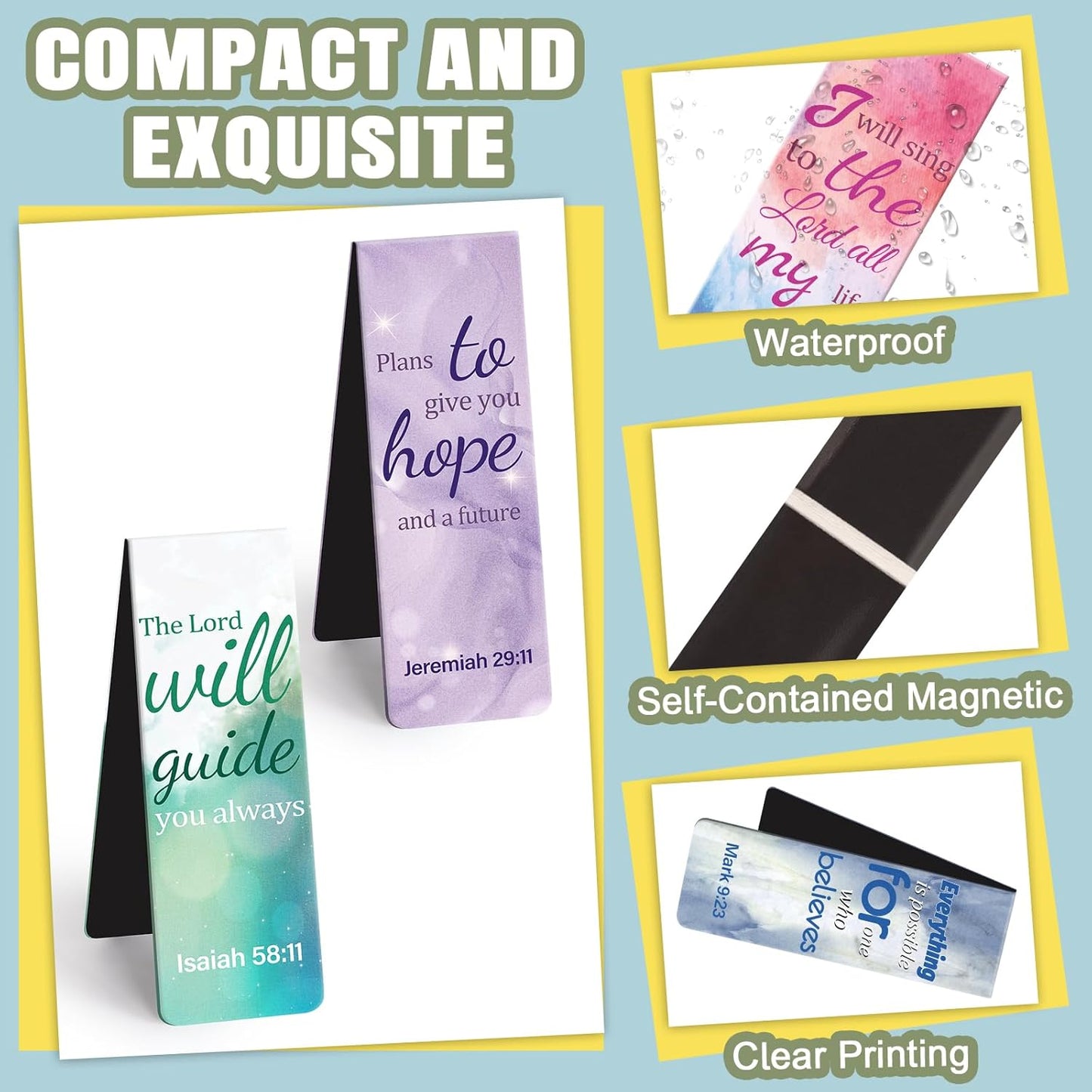 Magnetic Bookmarks, Tumwisk 15PCS Large Bible Quotes Christian Bookmarks for Women, Double Sided Book Markers, Book Marks for Reading Women Students Teachers Supplies