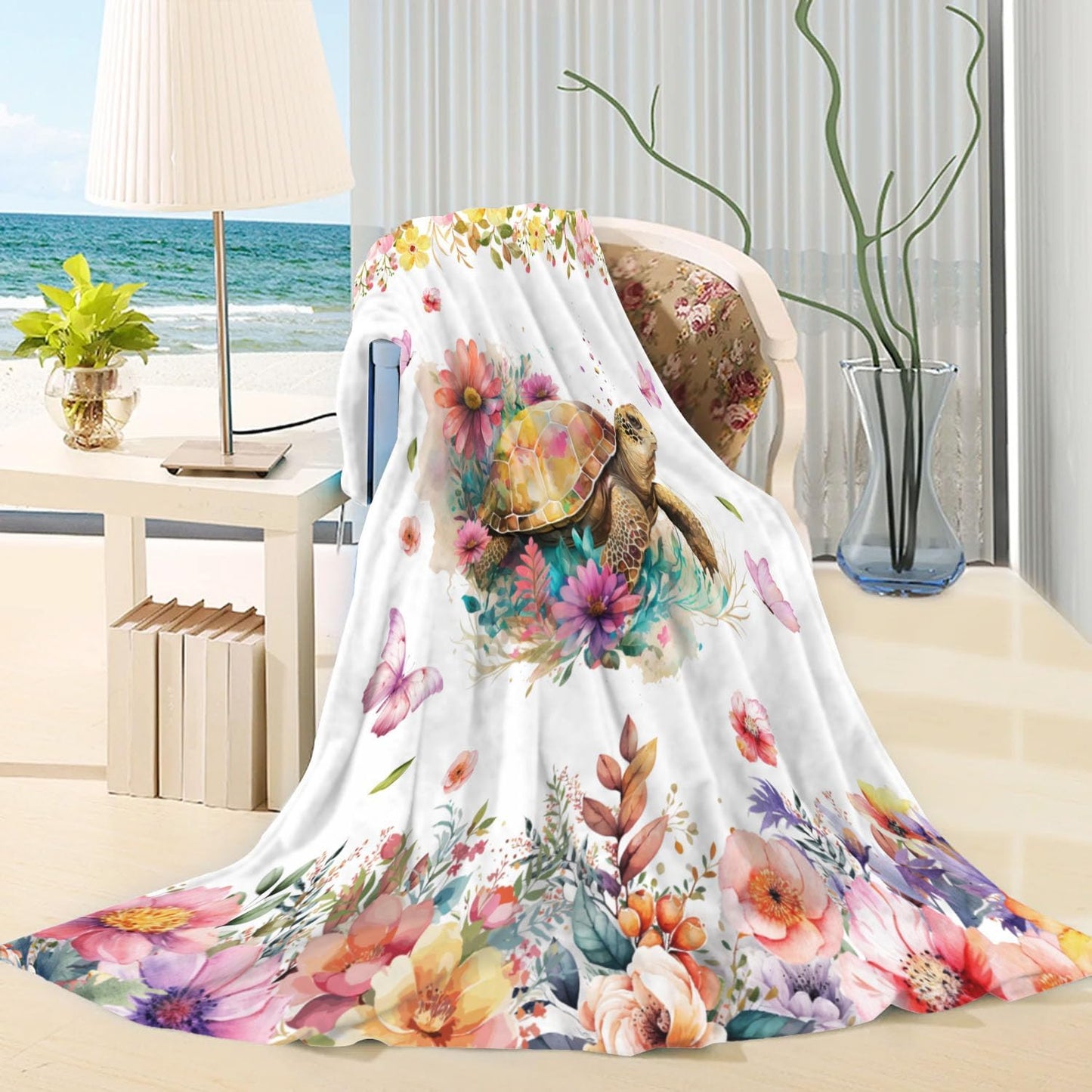 Sea Turtle Throw Blanket for Girls,Super Soft Blanket for Girls Birthday (50 * 60 in, Sea Turtle)