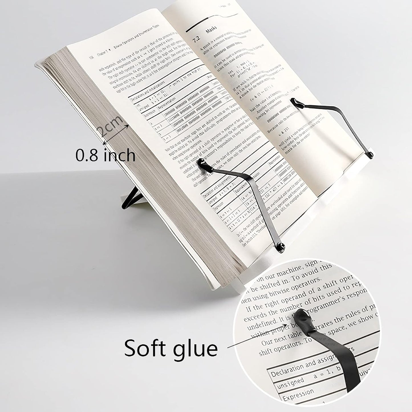Book Stand Book Stand Holder Adjustable Reading Cookbook Textbook Recipe Stand with for Home Office Laptop Desktop Documents Tablet White (Size : Small) ()