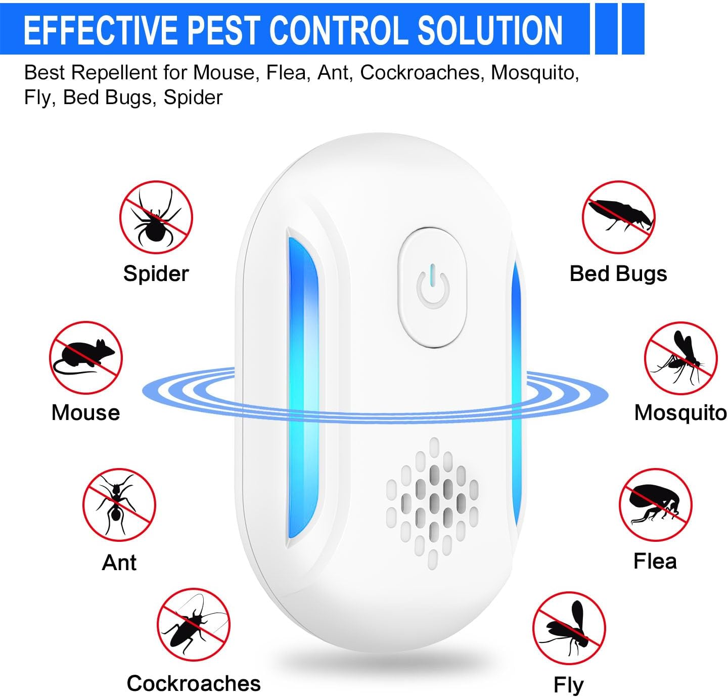 Ultrasonic Pest Repellent 6 Pack, Electronic Plug in Indoor Ultrasonic Insect Pest Control Repellent for Bug Mice Spiders Mosquitoes Cockroaches