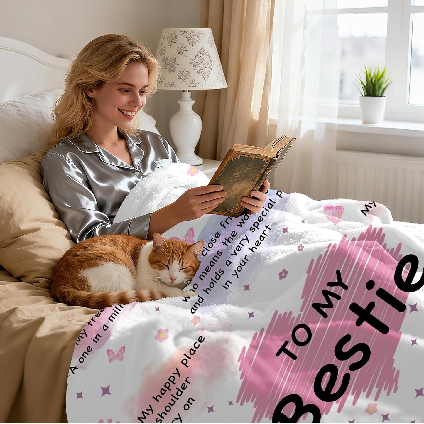Bestie Blanket - Best Friend Birthday Gifts for Women, Christmas Birthday Gifts for Best Friend Woman, Gift for Besties, Friendship Gift for Women, 50"x60"