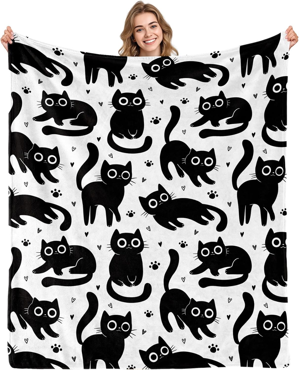 Aimego Black Cats Gifts Blanket for Cat Lovers Cute Pet Cats Throw Blanket for Girls Women Lucky Animal for Boys Men Friend Sofa Bed Chair Living Room(50x60 Inch)