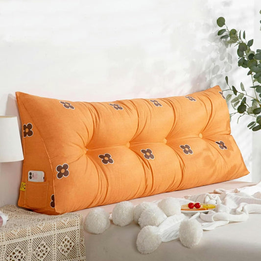 Headboard Pillow, Triangular Cushion Large Bolster Pillow, Bed/Sofa Triangular Reading Pillow, Headboard Back Support Pillows Lumbar Cushion with Pocket & Machine Washable Cover