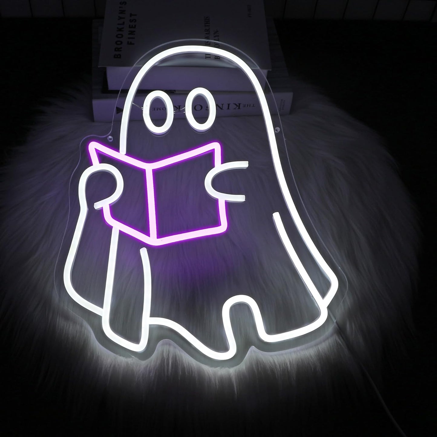 Ghost Read Book Neon Sign Led Neon Lights Signs for Wall Decor USB Powered Led for Room Decoration Home Bar Game Room Party Decor