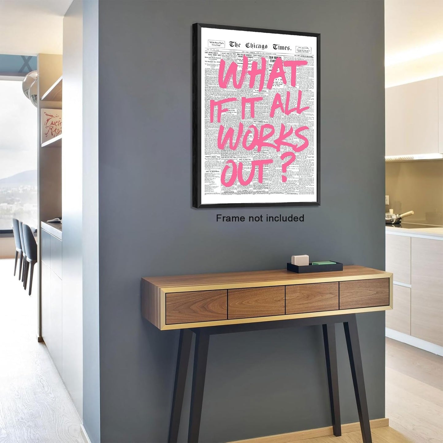 What If It All Works Out Pink Wall Art – Aesthetic Newspaper Canvas Poster, Motivational Quote Print for Girl Dorm Room, Feminine Positive Decor for Bedroom or Office 1216 in Unframed