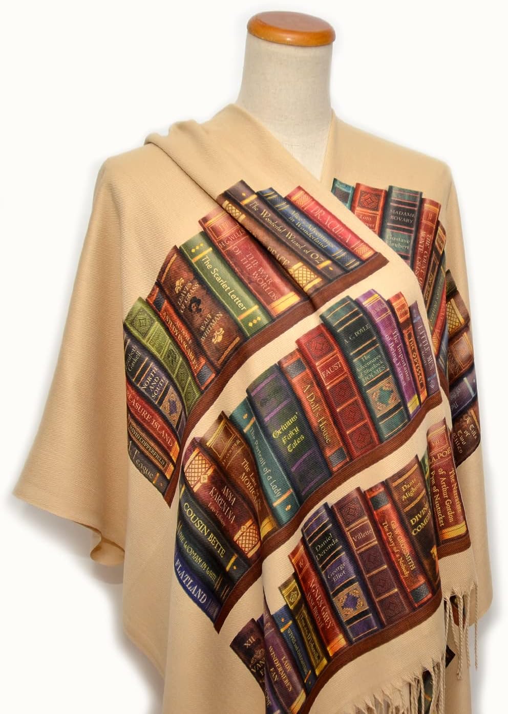 Universal Zone Bookshelf Scarf. Literary Shawl with the famous books' titles, Bookish Gift, Literary Gift, Book Lover Scarf, Librarian gift.