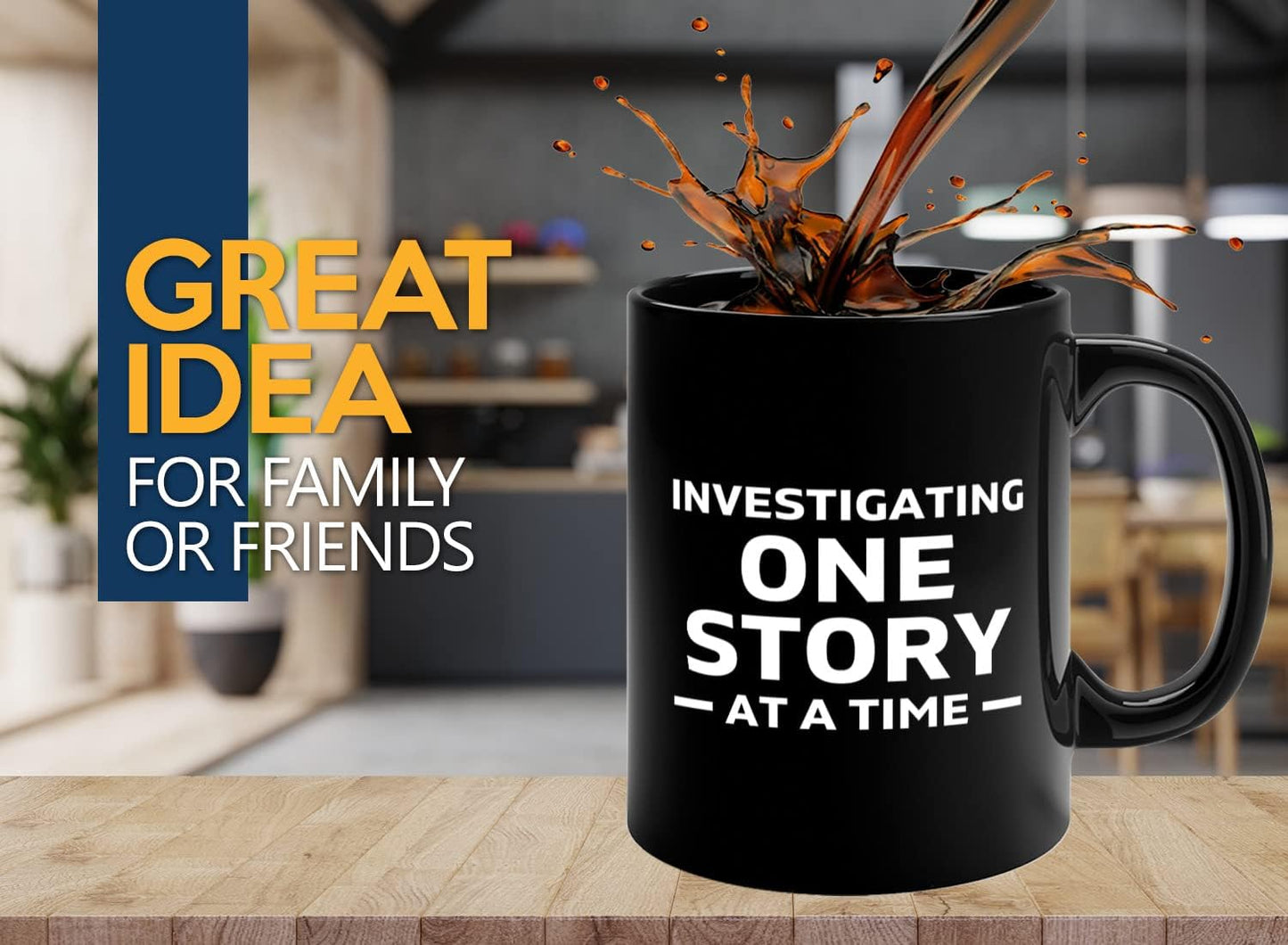 Journalist Coffee Mug 11oz Black -Investigating One Story - Reading Lover Book Club Gift Author Appreciation Writer Journalism Novelist Scriptwriter