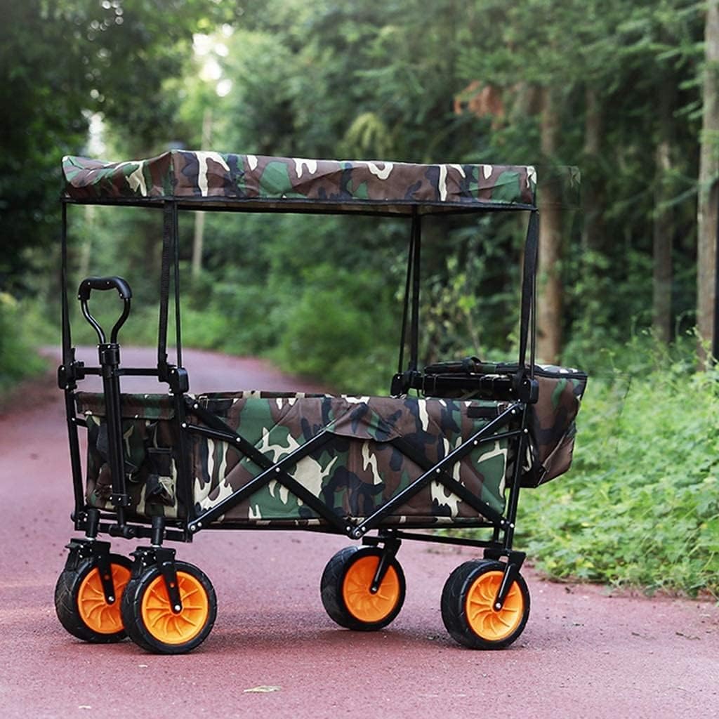 Portable Camping Cart,Outdoor Folding Utility Wagon Outdoor Shopping cart with Removable top Portable Garden Stroller with Storage Basket Foldable Beach Stroller Load-Bearing 80