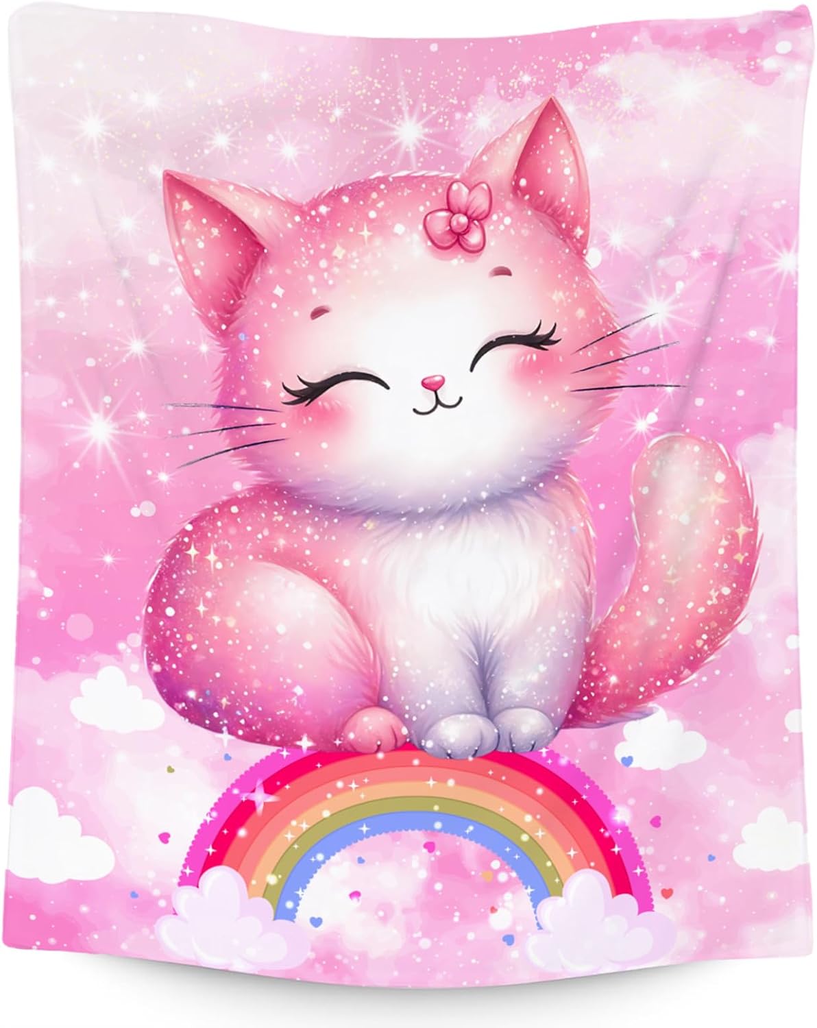 Cat Blanket for Girls Kids Blanket Gifts, Cat Themed Gifts for Women, Warm Flannel Toddler Throws for Couch, 50"x60"