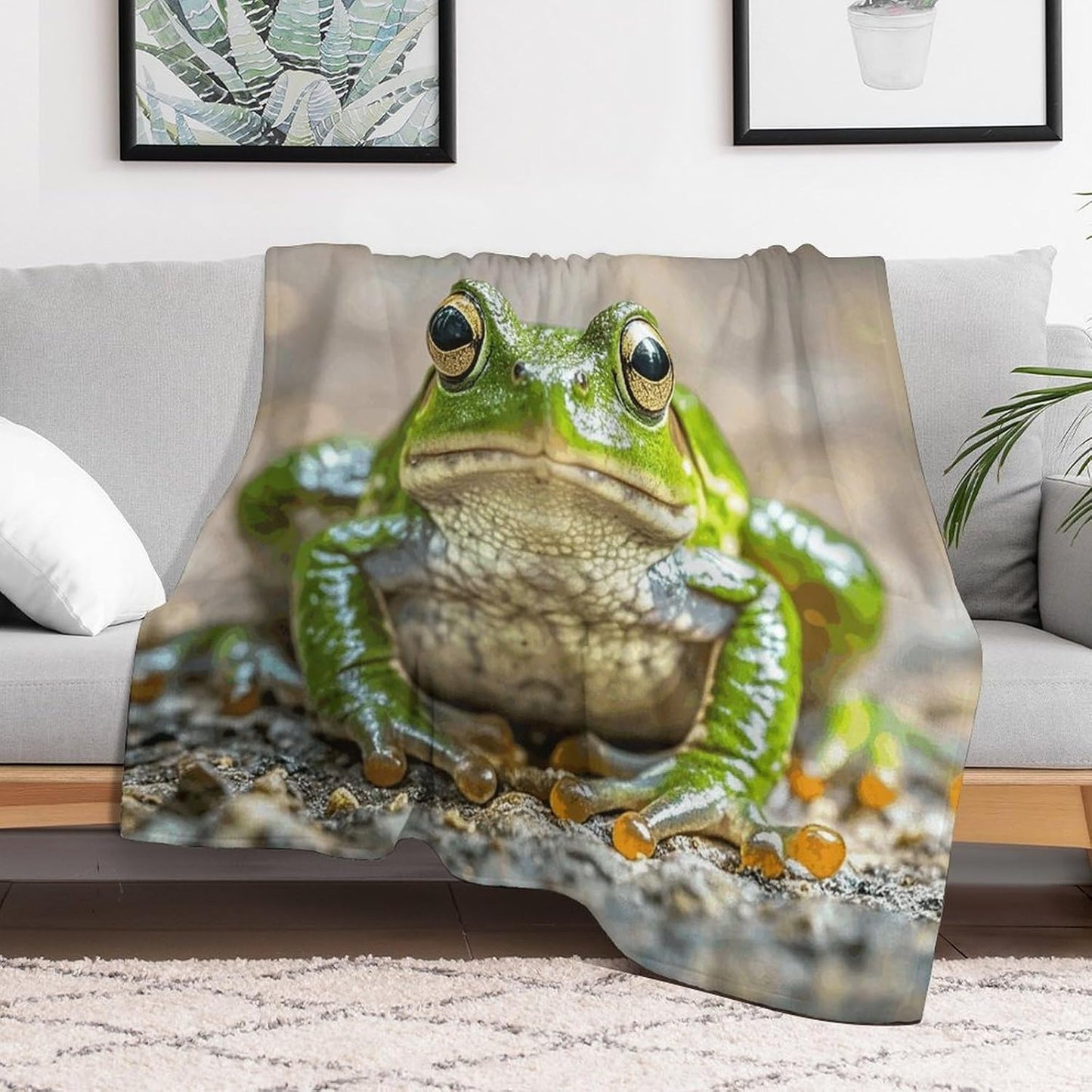 Cute Frog Blanket Super Soft Lightweight Throw Blanket Cute Cozy Warm Bed Blanket Decorative Fuzzy Blanket All-Season Home Decor Gift for Sofa Couch Living Room 40"*50" （100 * 130cm）