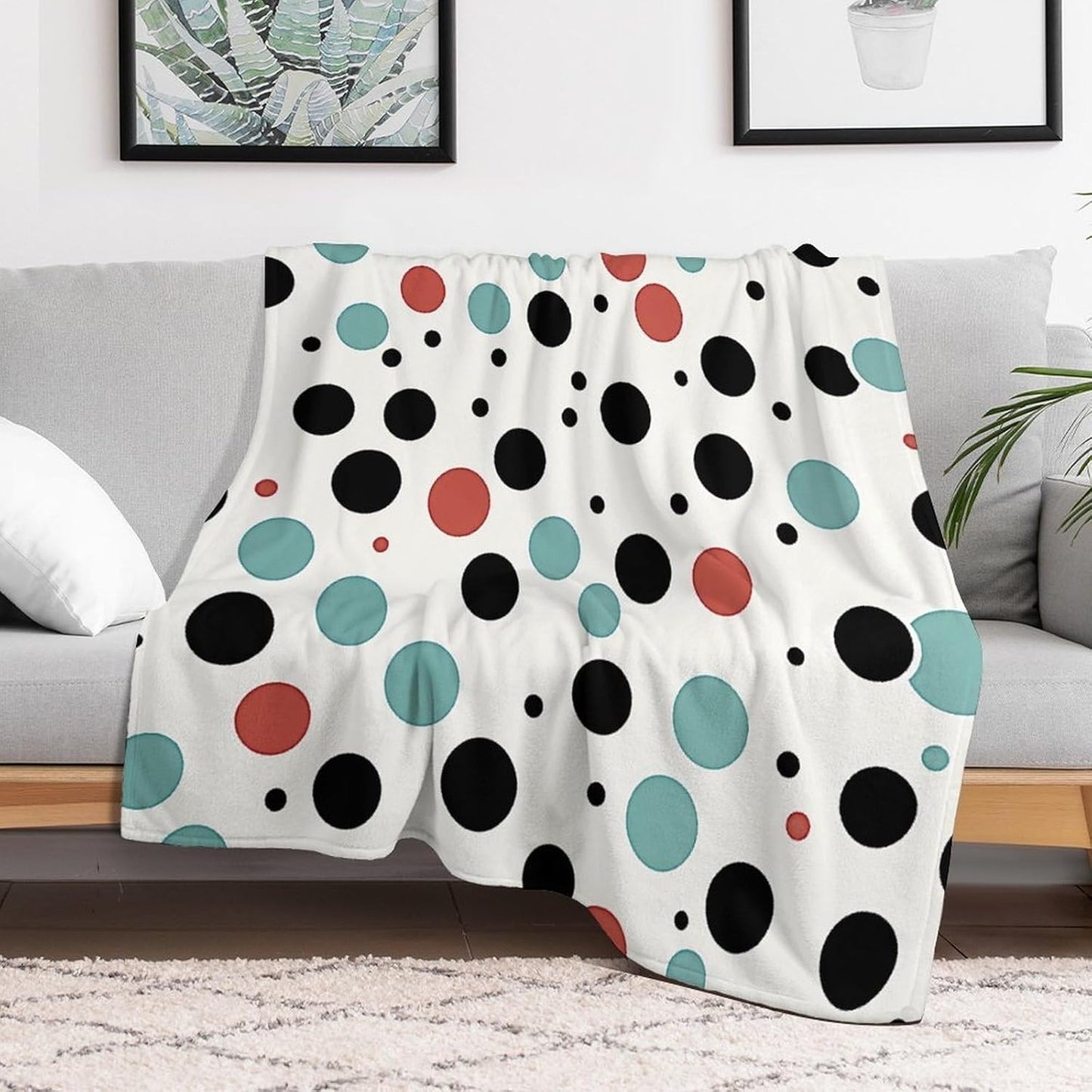 Polka Dot Throw Blanket for Couch Super Soft Warm Lightweight Throw Blankets Cozy Flannel Bed Blanket Cute Decorative Blankets for All Seasons Home Decor Gift 40"*50" （100 * 130cm）