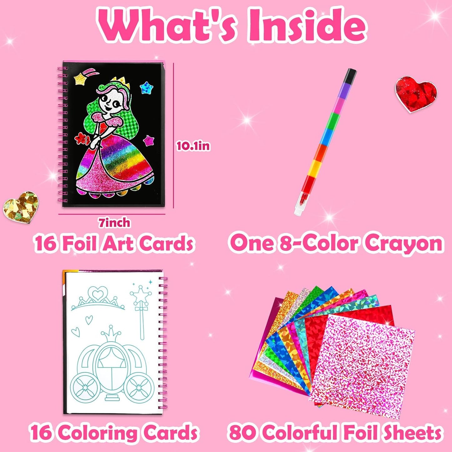FUNNYB&G Foil Art Crafts for Kids Ages 4-8: Easter Basket Stuffers Essentials for Kids 2026, Easter Gifts for Girls, Crafts Supplies,Party Favors,Creative Toys for Girls 4 5 6 7 8 Years Old(Princess)