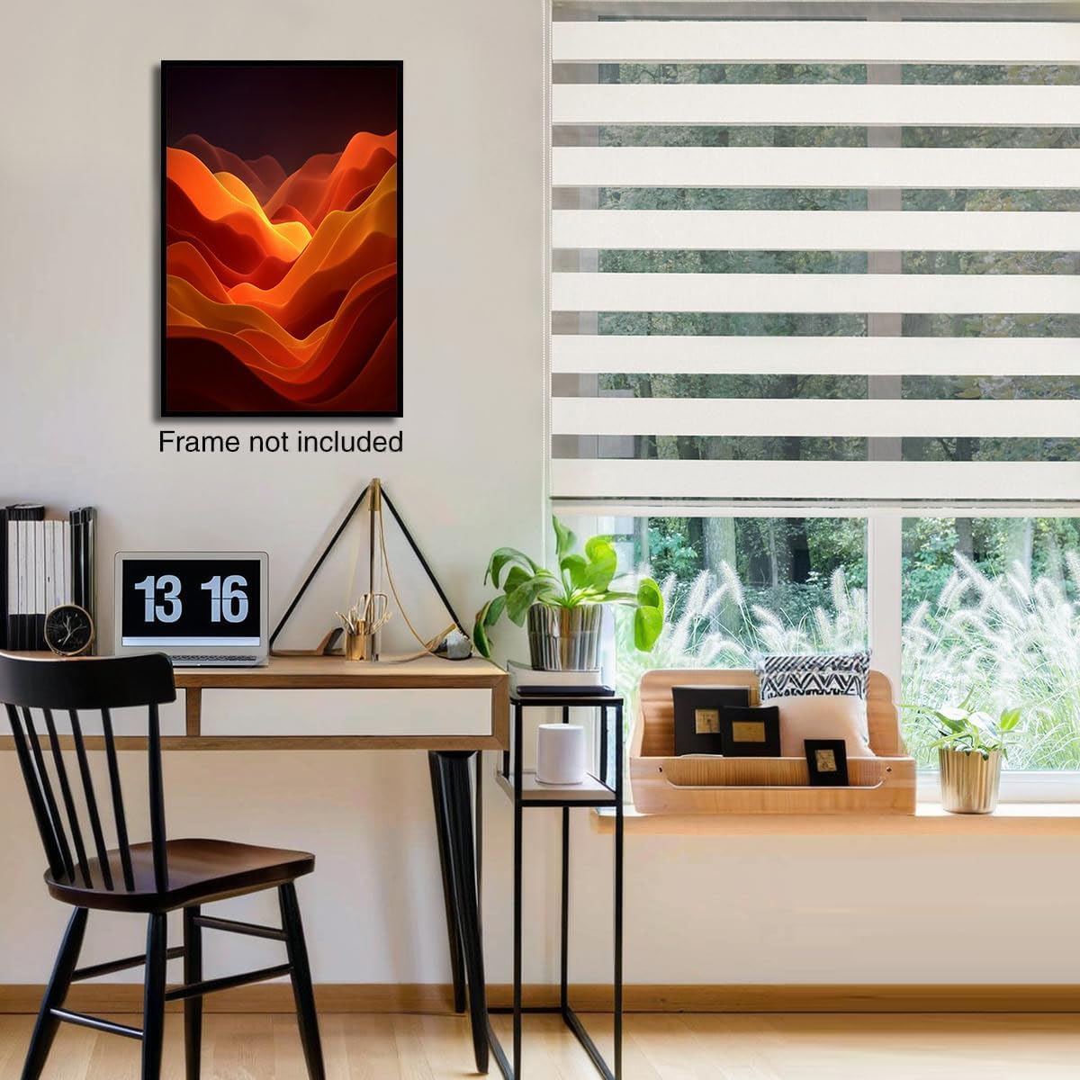 GDJSMIN Minimalist Style Wall Art, Abstract Orange Wave Illustration Poster For Reading Room Living Room Decor 24 X 36 Inch Unframed