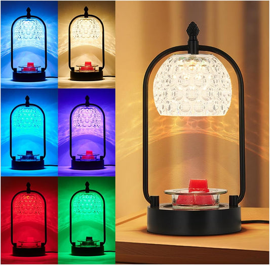 Candle Warmer Lamp with led Color Changing, Electric Candle Lamp Warmer wtih Timer Candle Warmer Gifts for Mom Bedroom Home Decor (Double Pole-Blcak)