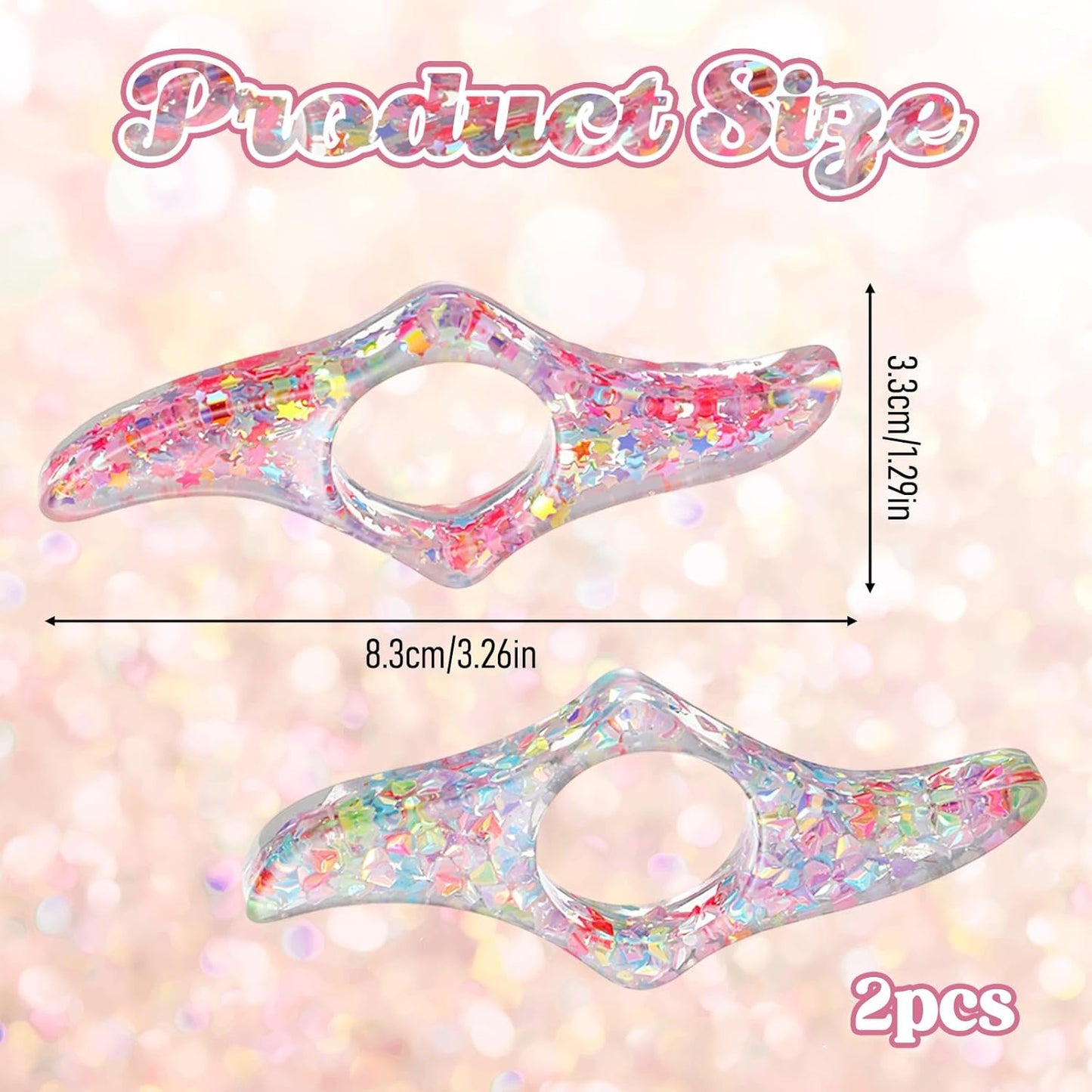 2 Pcs Page Holders for Reading, Rhinestones Thumb Book Page Holder Glitter Diamond Dotting Book Opener Holder Transparent Bookmarks Accessories for Reading Lovers Teachers