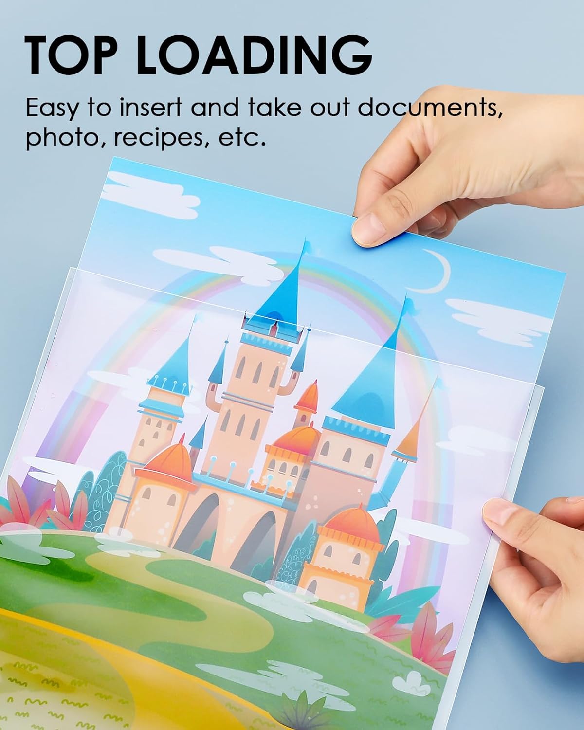 KTRIO No Holes Sheet Protectors 8.5 x 11 Inch Heavy Duty Clear Page Protectors, Plastic Paper Document Sleeves, Letter Size, Top Loading, Acid Free, 50 Pack