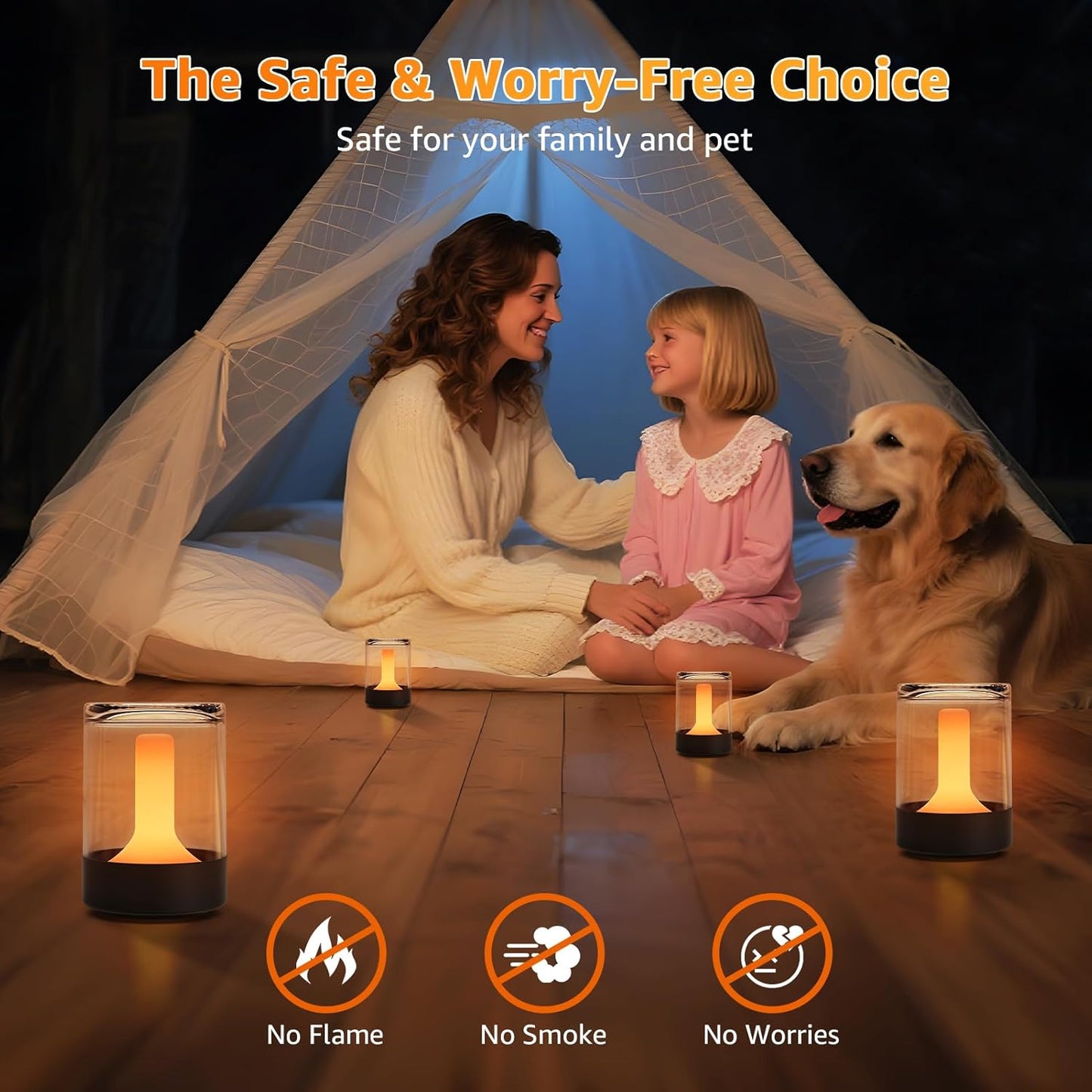 uuffoo Set of 4 LED Mini Cordless Table Lamp, Transparent Waterproof Shower Lamp, Rechargeable Battery Operated Candle Lamp, Portable Night Light for Room Holidays Christmas Party Décor