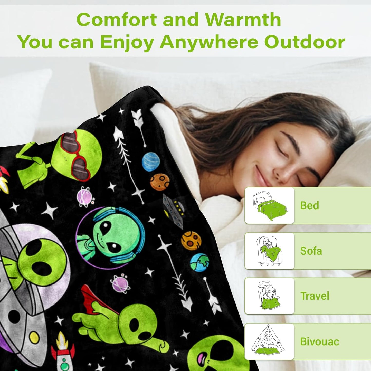 Alien Blanket Gift for Women, Cozy Warm Blanket Gifts for Alien Lovers Soft Throw Blanket for Bed Sofa, Gifts for Christmas Thanksgiving 40x50in