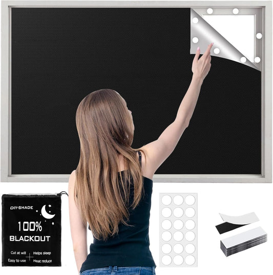 100% Blackout Window Cover, 138" x 57" Portable Ttravel Blackout Shades for Window,No Drill Temporary Cuttable Blackout Curtains for Bedroom, RV, Nursery,Media Room, 420D Fabric, 20 Loop Tapes