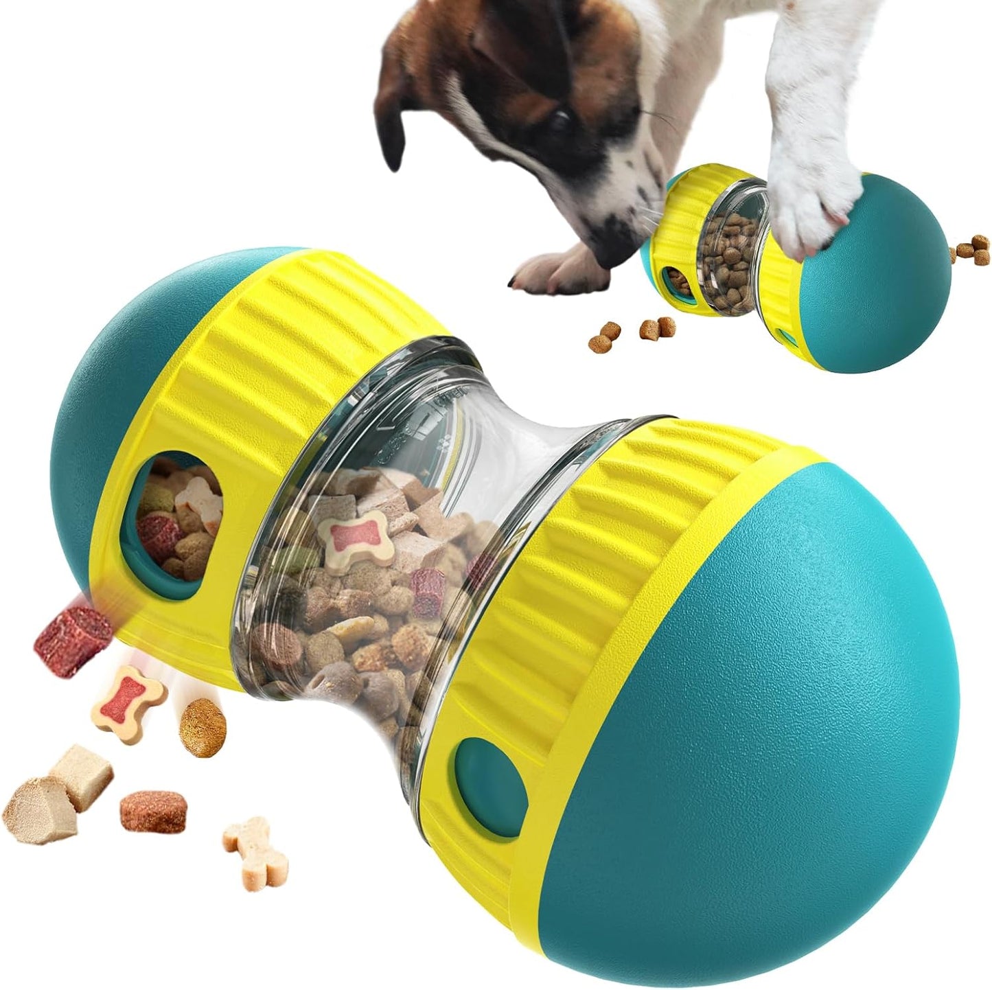 Adjustable Treat Dispensing Dog Toy, Puzzle & Enrichment, Tough Slow Feeder, Food Dispenser, Interactive Chase Toys for Small to Large Dogs, Green by BSISUERM