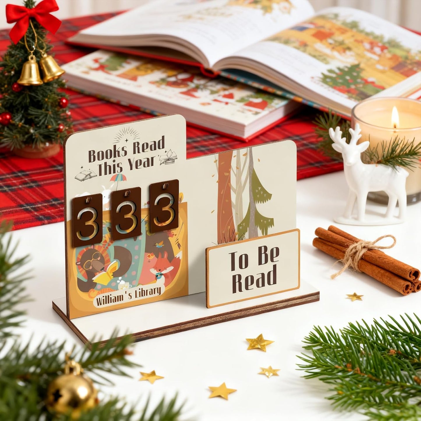 Books Read This Year Counter Sign, Book Shelf Decor, Book Lover Gifts for Women, Wooden Reading Tracker, library Decor for Home, Gift for Readers, Teachers, Librarians (Color 8)