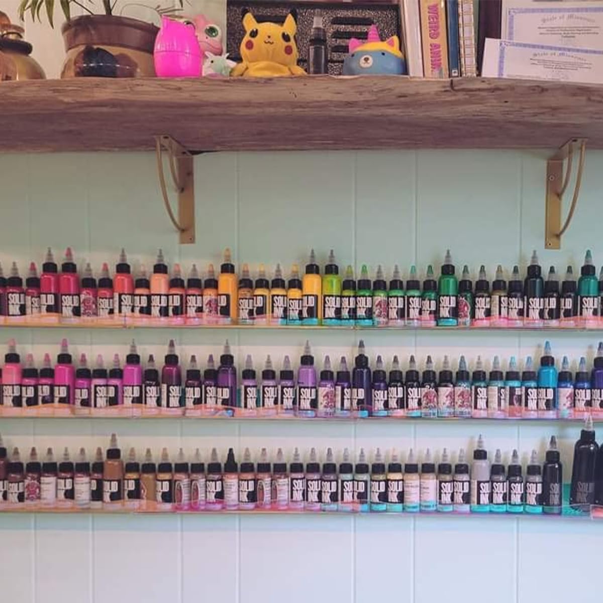 15" Nail Polish Rack Wall Mounted Floating Shelves Acrylic Paints Gel Polish Organizer and Storage with End Caps for Kid Room, Books, Nail Techs, Art Lovers, Great Display Salons, Rainbow