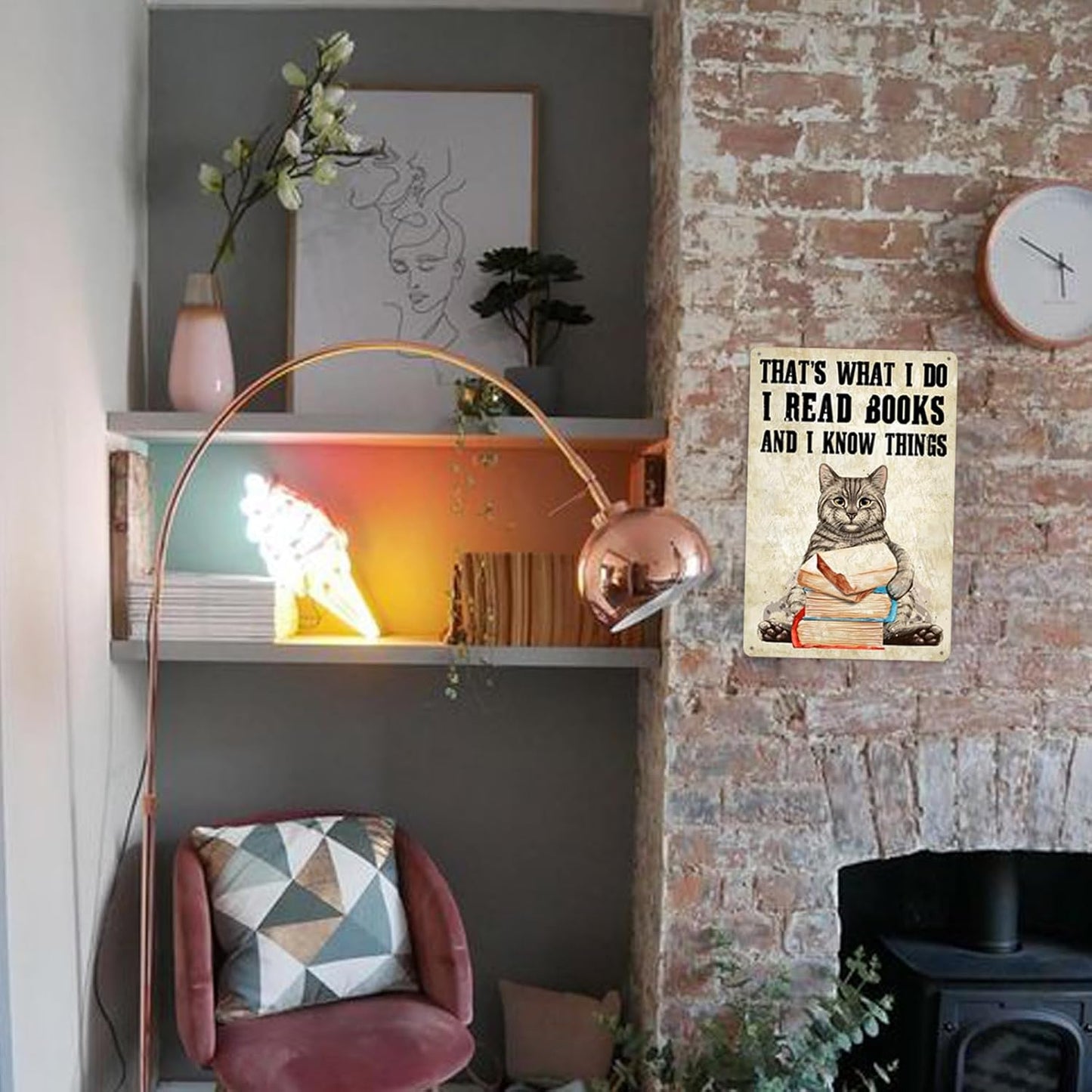 Cat Posters That's What I Do I Read Books Poster Funny Cat With Book Posters For Wall Art I Read Books And I Know Things Sign Cat Metal Tin Signs Book Club Poster Gift For Bar Home Decor 8x12 Inch