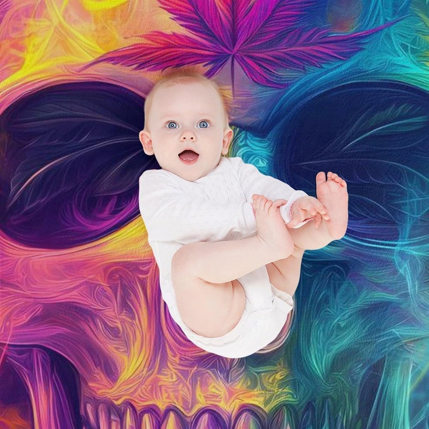 Skull Smoke Weed Throw Blanket for Couch Bed Plush Cozy Fuzzy Flannel Blanket for All Season 60"x80"
