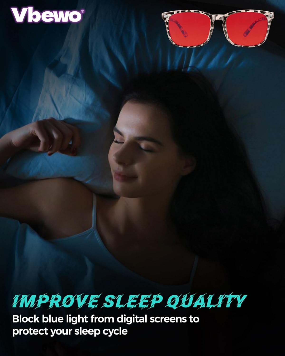 2 Packs Professional Sleep Glasses with 99.9% Blue Light Blocking Dual AR Coatings Red Lens, Computer Gaming Glasses for Men Women, Anti Fatigue & Eye Strain