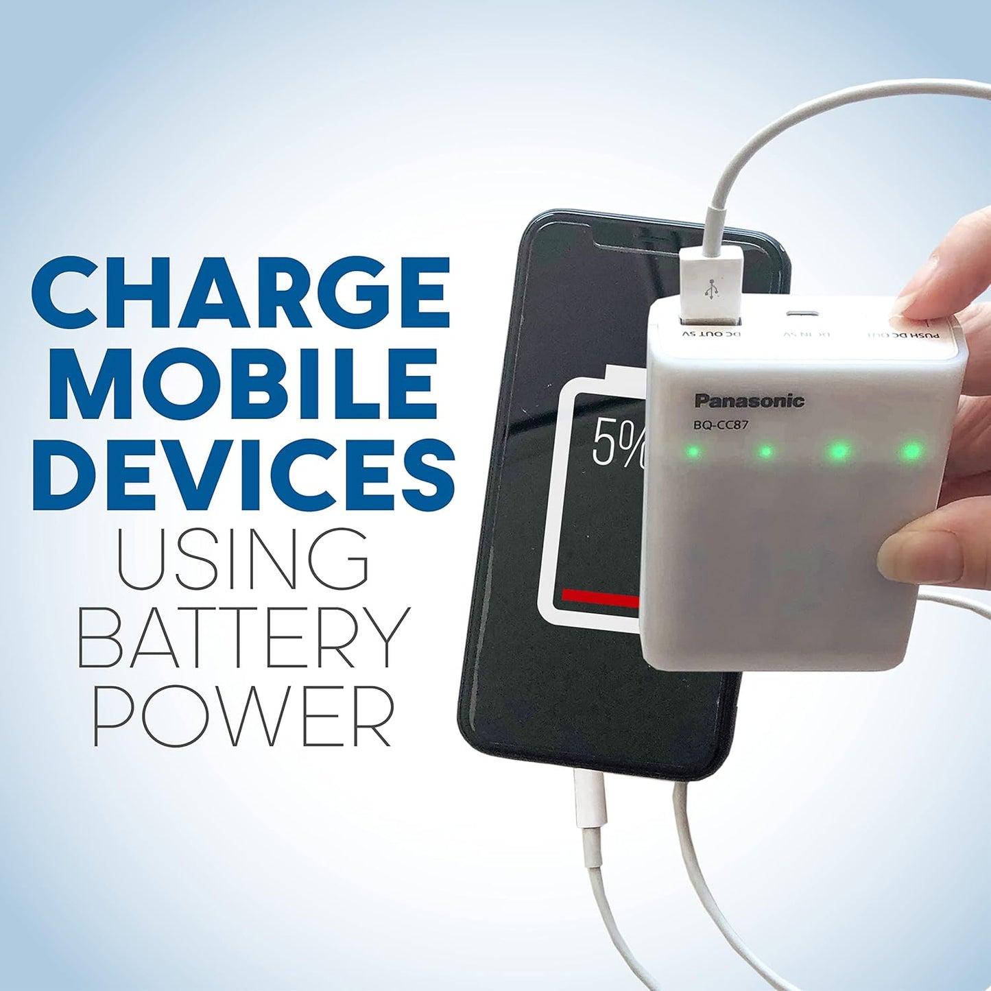 Panasonic BQ-CC87ABBA eneloop Advanced Individual Battery Charger with Portable Charging Technology, White