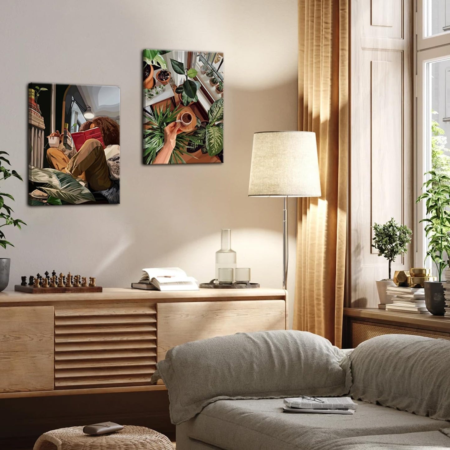 Black Girl Reading Wall Art Fashion Spiritual Black Women Wall Decor Painting, Trendy Motivational African American Woman Poster Canvas Print Pictures for Bedroom Living Room 16x24 inch Framed