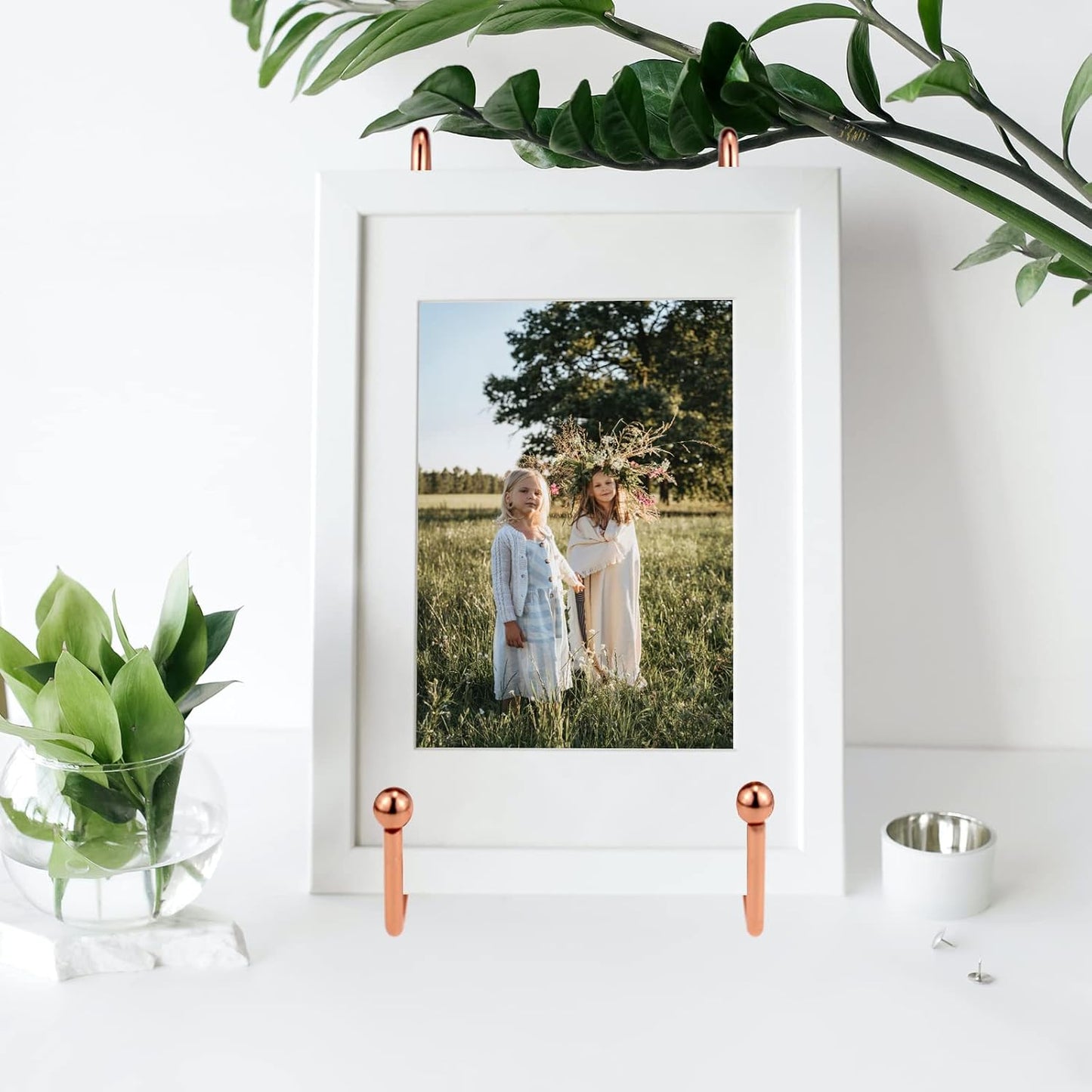 3 Pack Rose Gold Iron Cookbook Stand Plate Holder Display Stand for Display Pictures | Photo Frames | Book | Decorative Plates | Plaque - 6 Inch