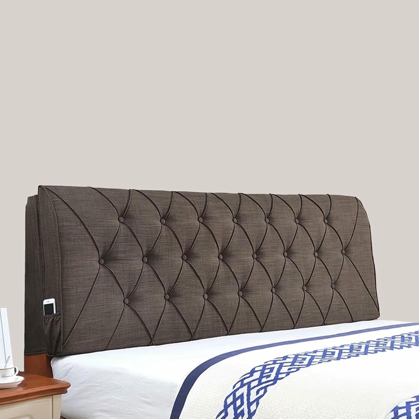 Blue,Paste/61x23x4In,Rectangular Headboard Cushion Bedside Pillow Bed Backrest Wall Mounted Headboard,Solid Color Double Support Upholstered Sofa Bed Bunk Bed Pillow