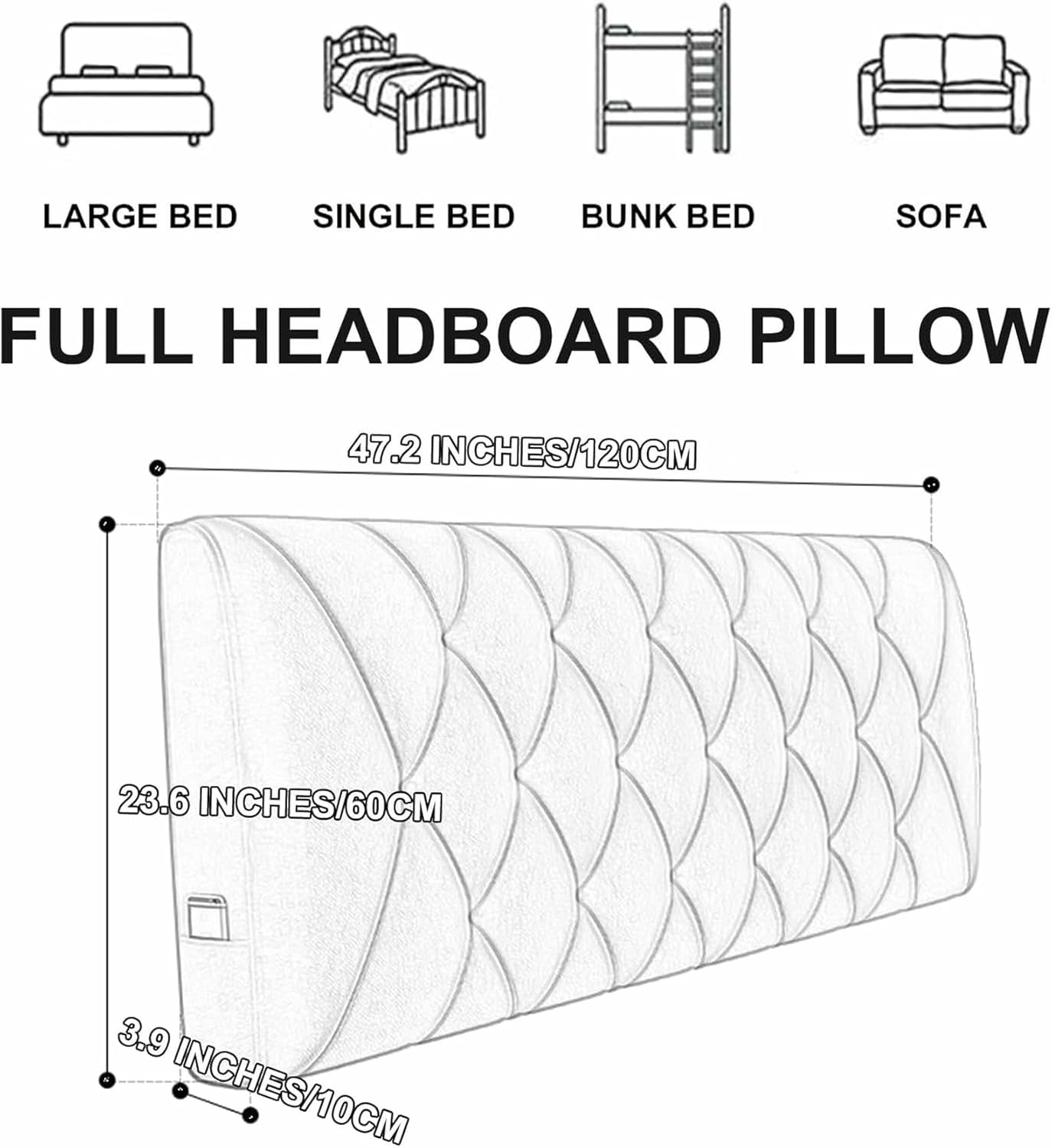 Headboard Pillow Wedge Backrest,Fleece Wall Pillowboard Headboard Upholstered Reading Pillow Bedside Cushion Day Bed Back Dorm Support Cushion,Brown,Paste/79x23x4In
