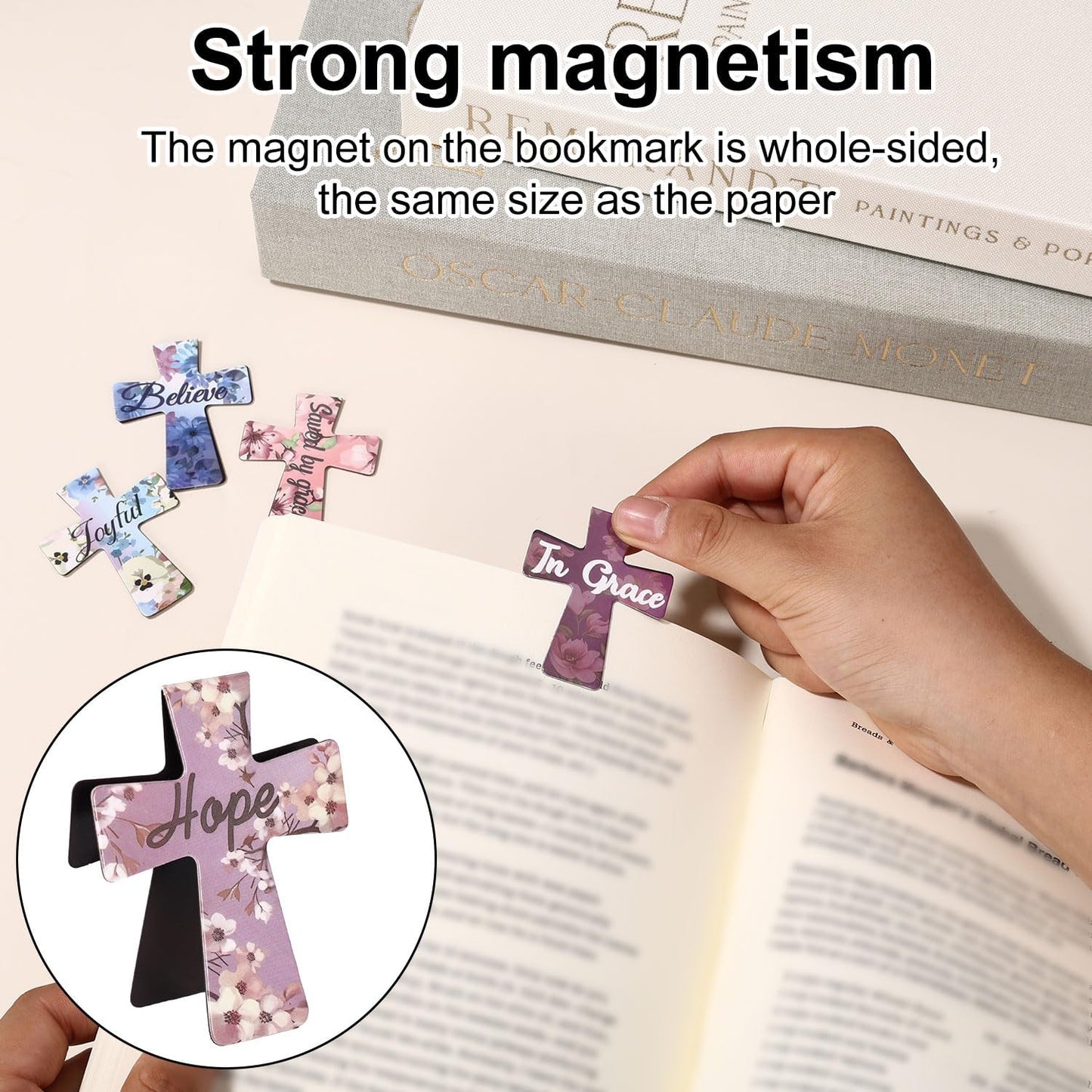 32pcs Magnetic Cross Bookmarks, 16 Colors Christian Bible Verse Bookmarks Magnetic Page Holders for Reading Women Students School Church Bible Study (Floral Style)