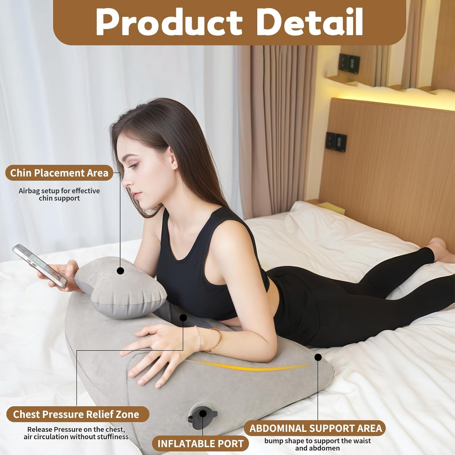 Wedge Pillow for Sleeping, Inflatable Leg Elevation Pillow for Swelling, Circulation, Leg & Back Pain Relief, Leg Pillow for After Aurgery, Hip,Foot,Ankle, Injury, Recover