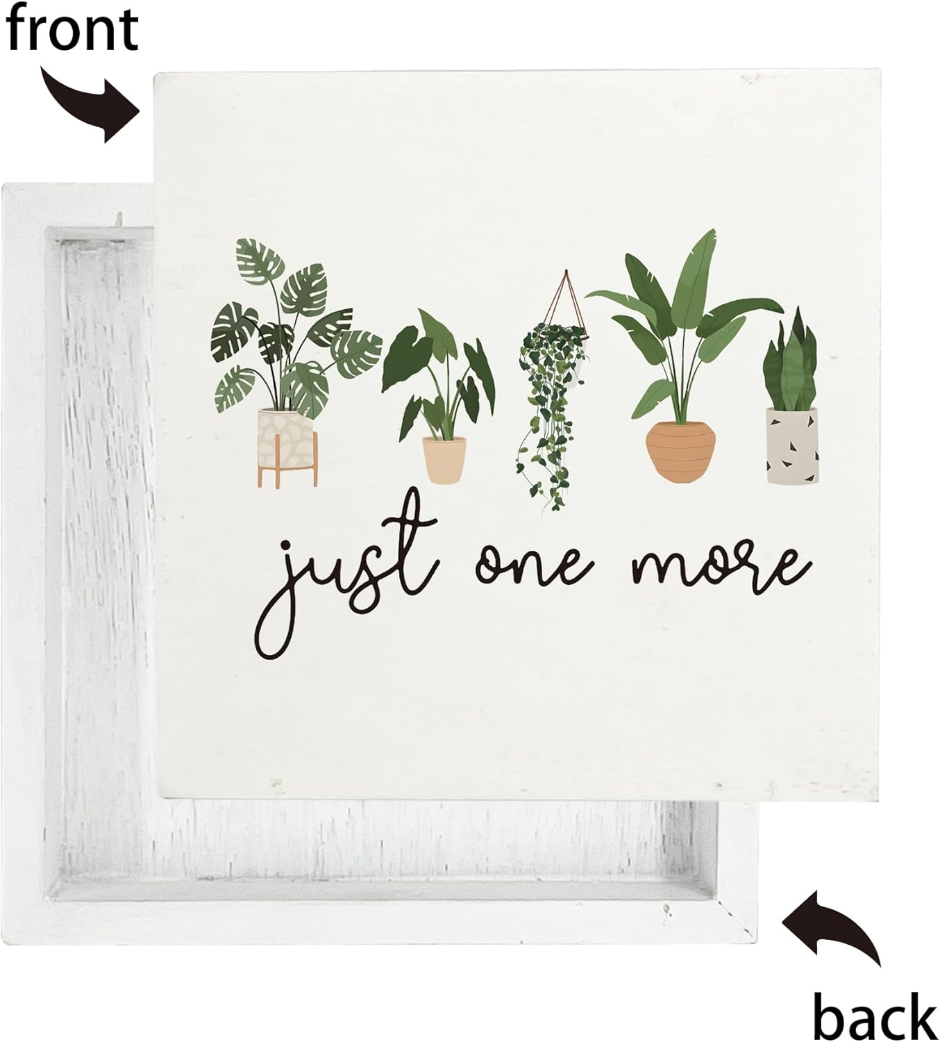 Just One More Plant Wooden Signs For Home Decor,Just One More Plant Sign,Just One More Plant Gardening Desk Decor Sign For Office School Bedroom Home Decoration 5 x 5 Inches