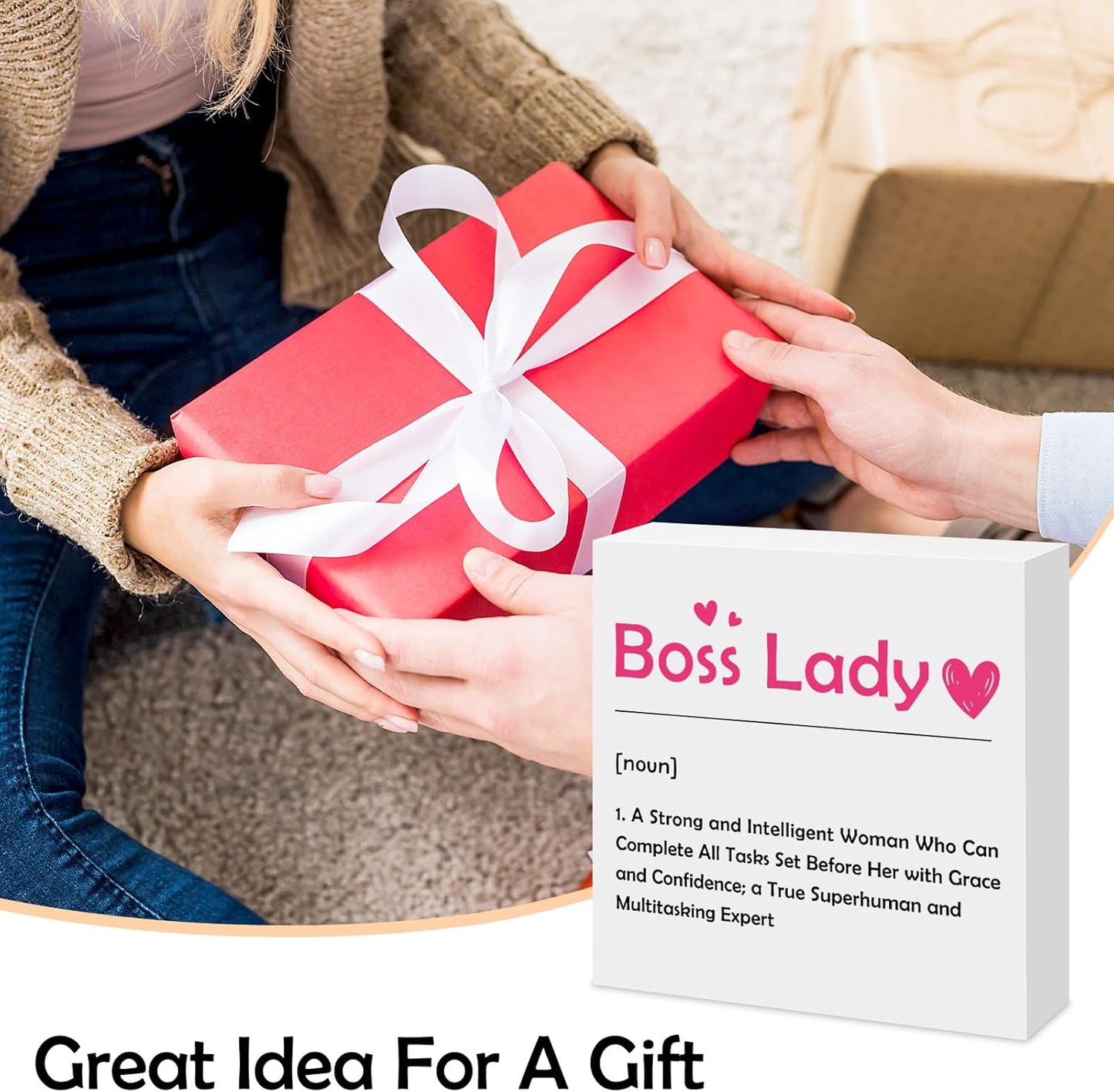Wood Box Sign Gifts for Boss Lady Boss Gifts for Women Thank You Appreciation Gift for Female Leaders Manager Christmas Birthday Retirement Leaving Going Away Present Female Leader