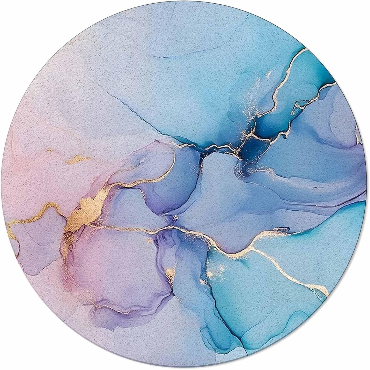 Marble Texture Round Rug 3ft Pink Turquoise Abstract Art Throw Soft Area Rug Low Pile Non Slip Rug Carpet Washable Floor Mat for Living Room, Bedroom, Farmhouse, Office