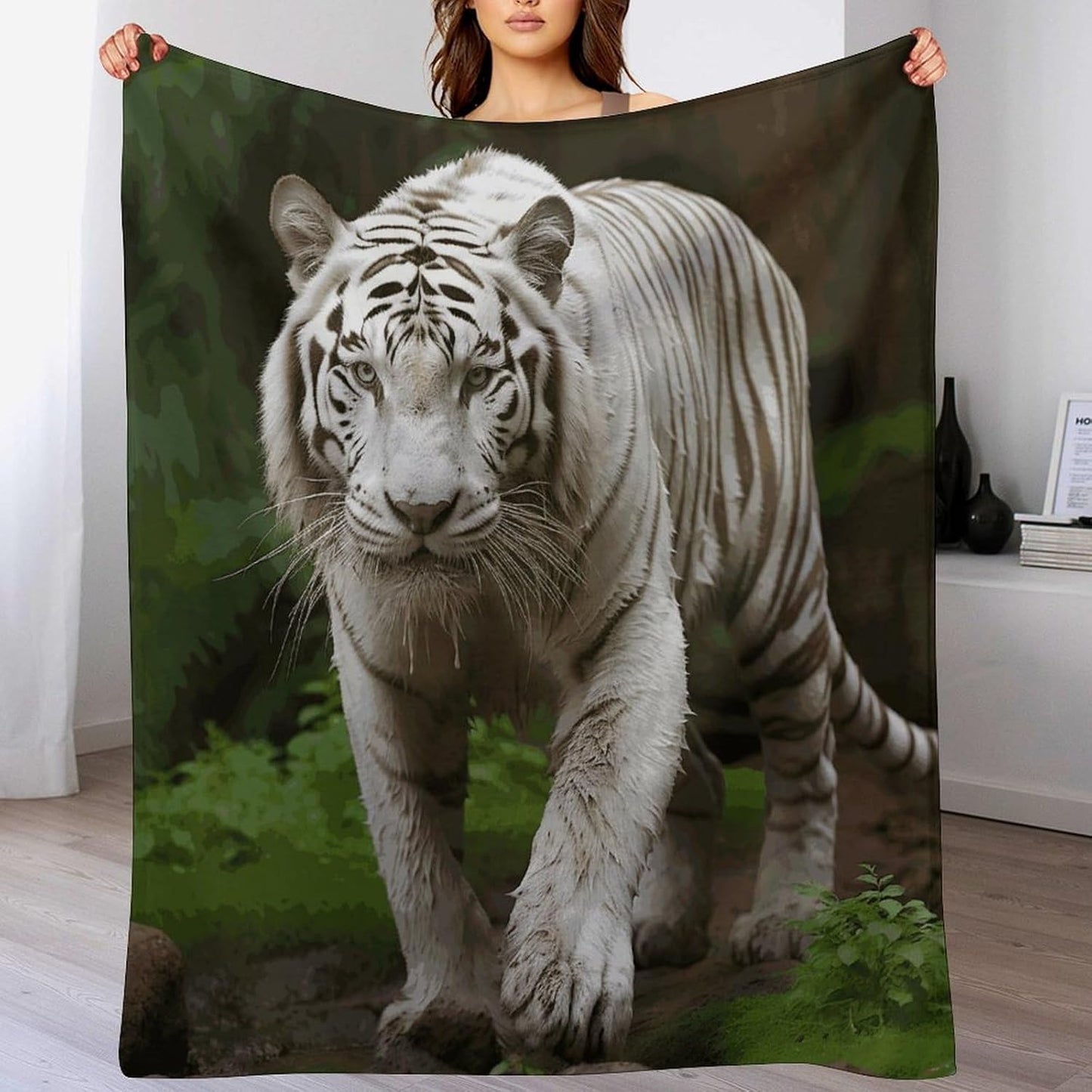 Majestic White Bengal Tiger Throw Blanket for Couch Super Soft Warm Lightweight Throw Blankets Cozy Flannel Bed Blanket Cute Decorative Blankets for All Seasons Home Decor Gift 30"*40"（76 * 100cm）