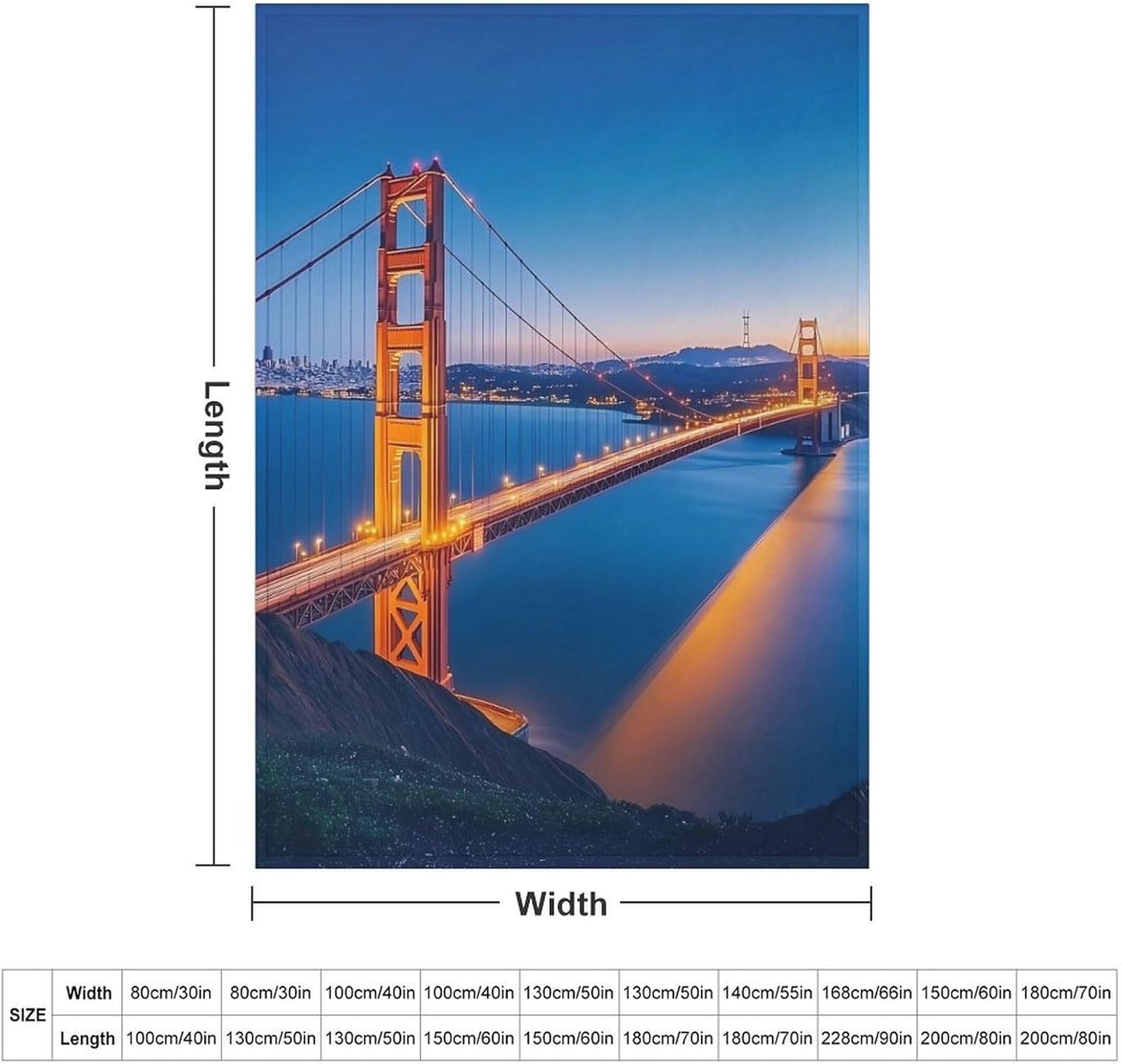 San Francisco The Bridge Throw Blanket for Couch Bed Plush Cozy Fuzzy Flannel Blanket for All Season 55"x70"