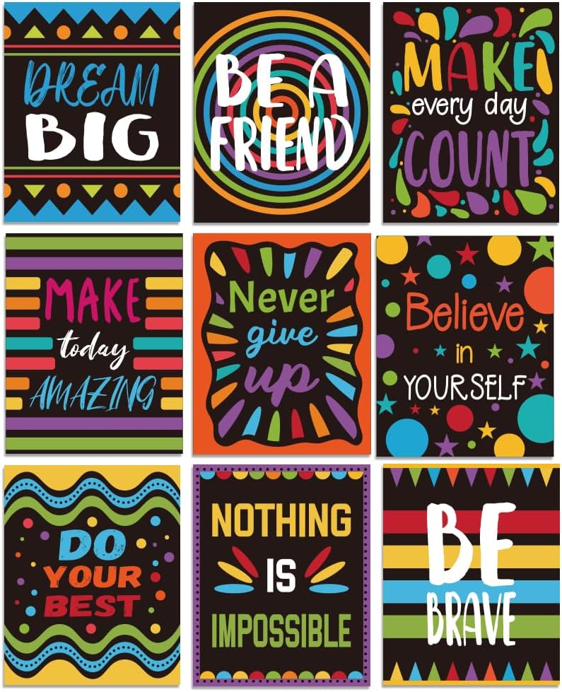 WEBEEDY 9 Pcs Motivational Posters Believe in Yourself Inspiring Canvas Wall Art Decor Boho Aesthetic Prints for Wall Decor Unframed,20x25cm/8x10 Wall Art for Living Room Bedroom Office Library Decor